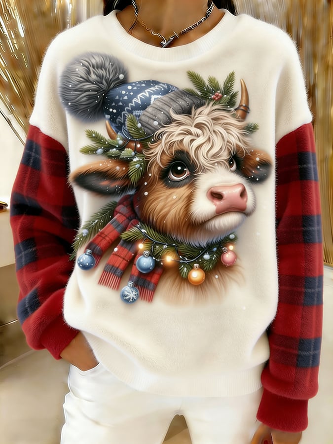 Women's Animal Print Highland Cow Sweatshirt