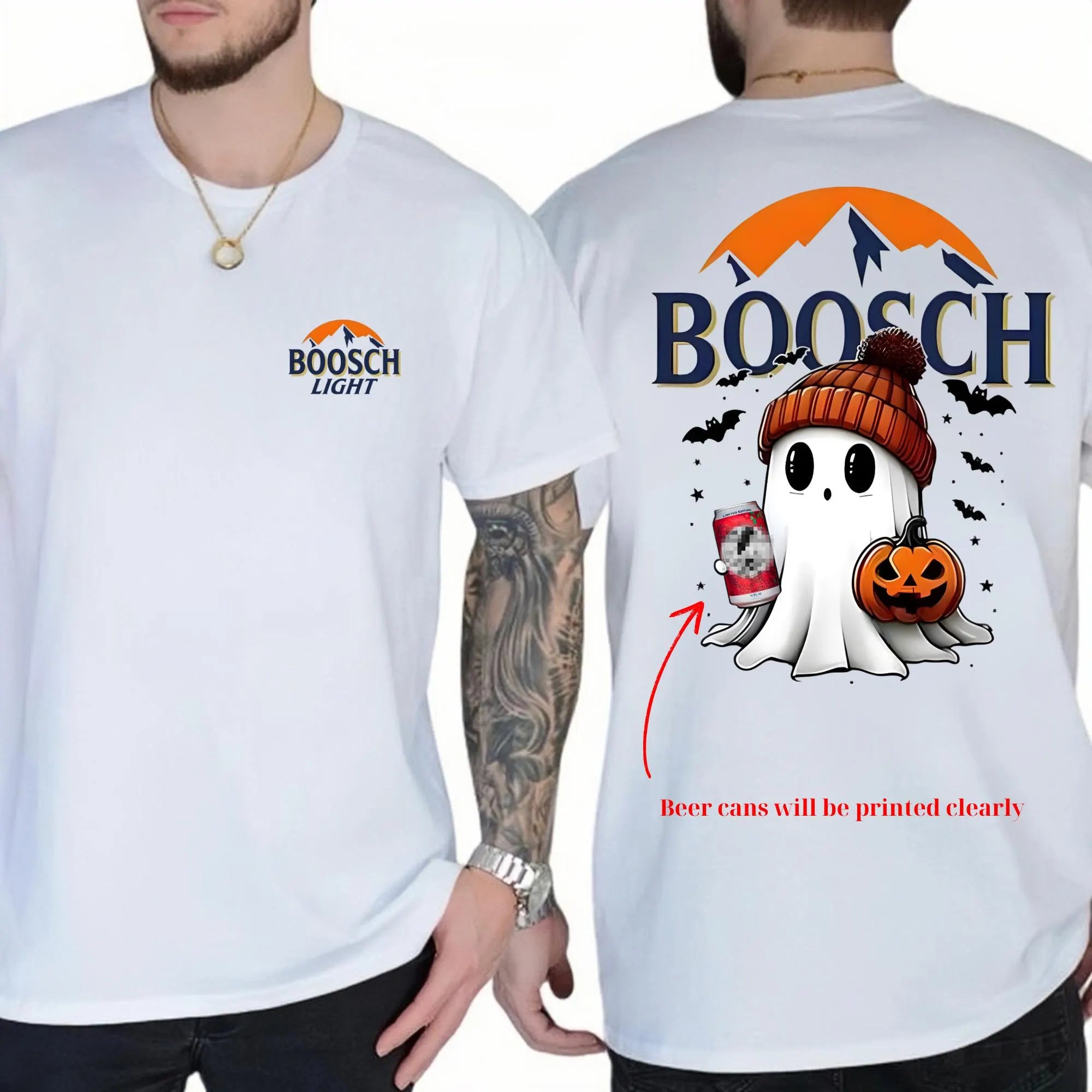 Boosch Light Apple Halloween Cute Boo Boo Ghost Pumpkin T-Shirt