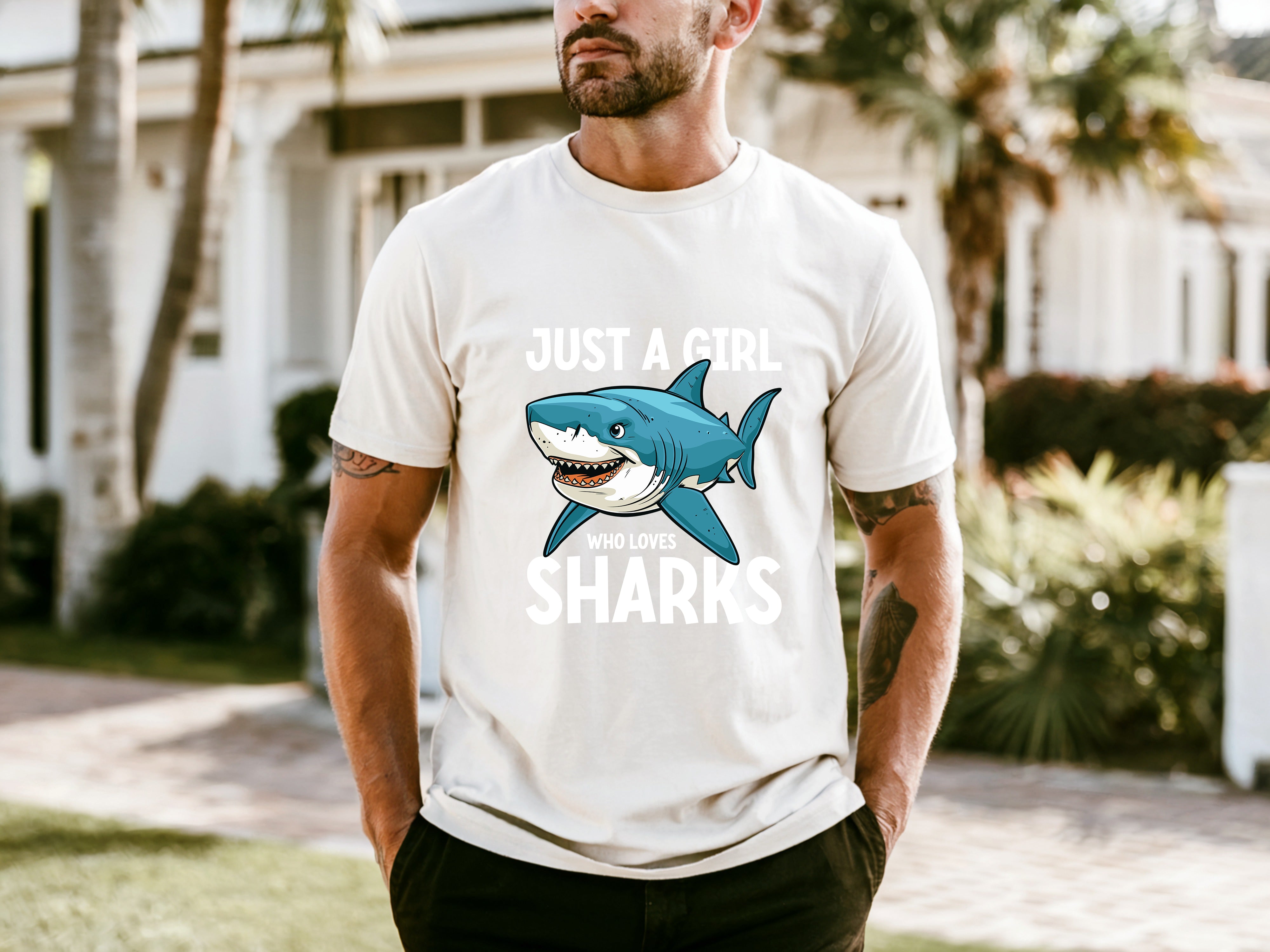 Jaws Men's Round Neck Straight Shoulder T-shirt