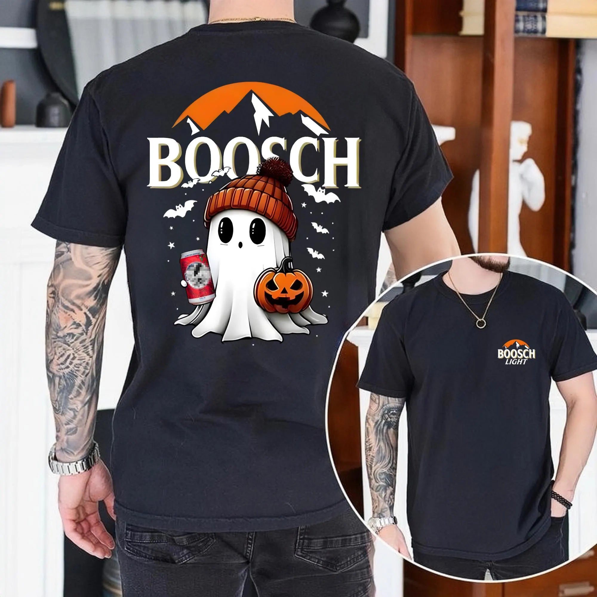 Boosch Light Apple Halloween Cute Boo Boo Ghost Pumpkin T-Shirt