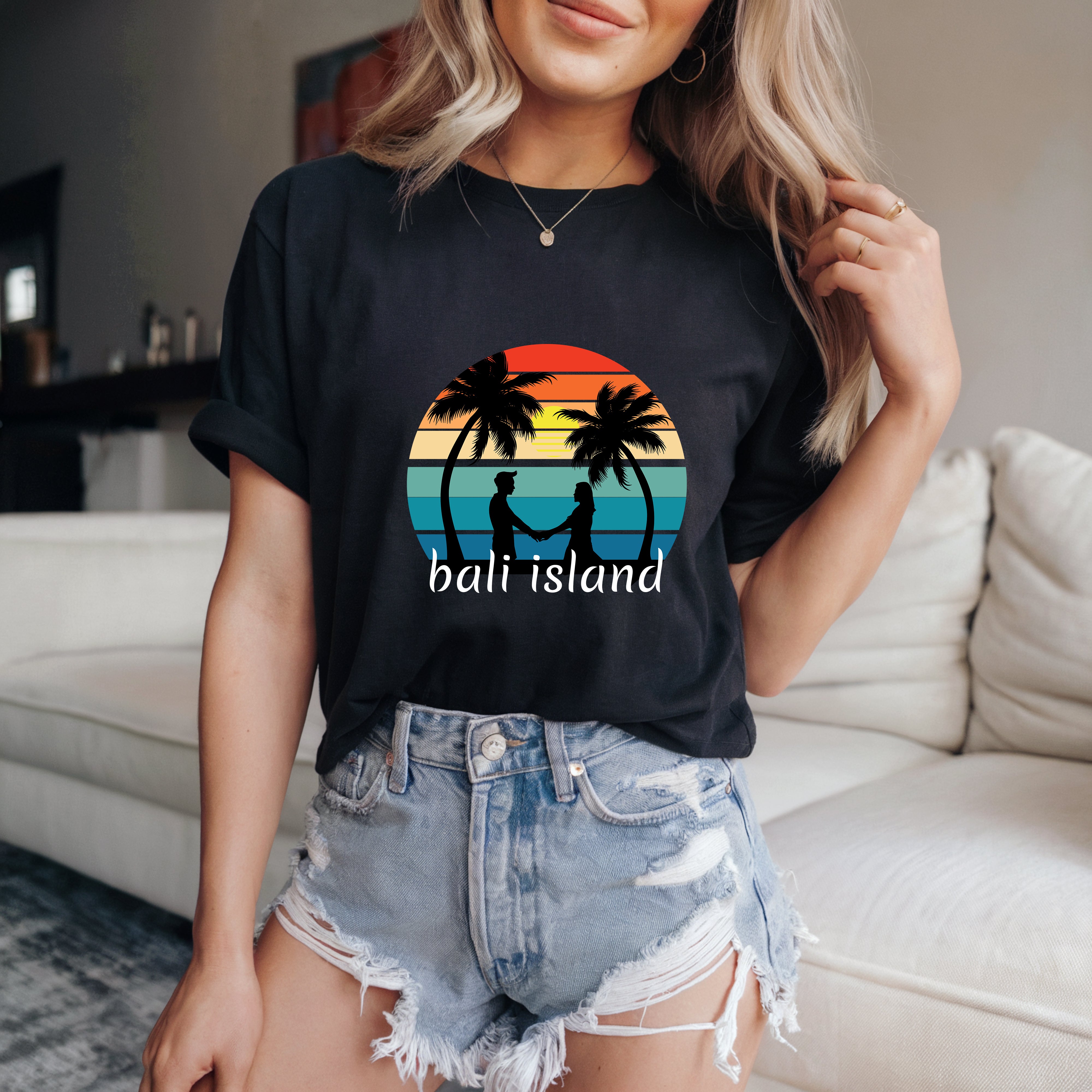 Couple On Vacation Women's Cartoon Cute Short Sleeves