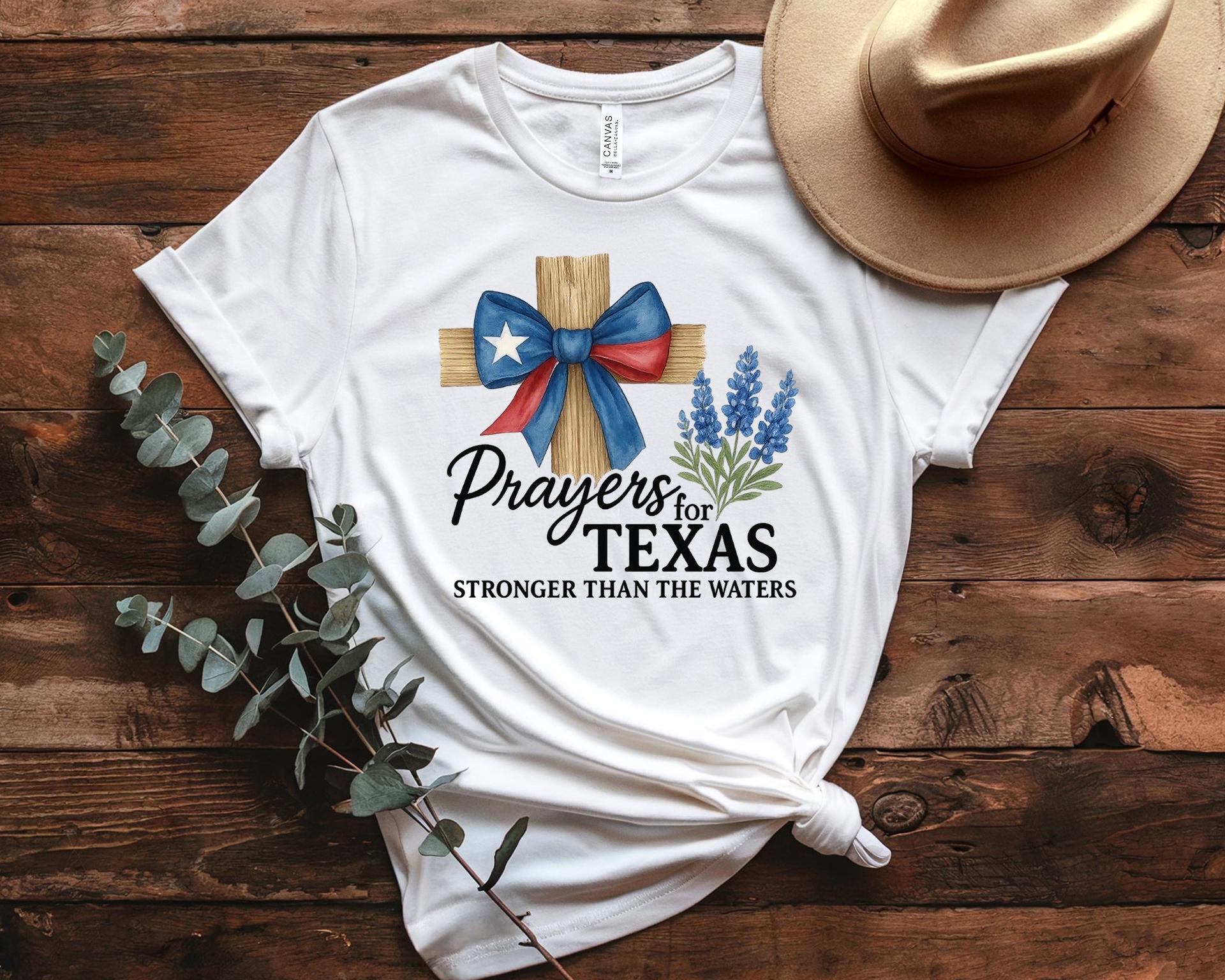 Texas Strong Pray Heat Printed T-Shirt