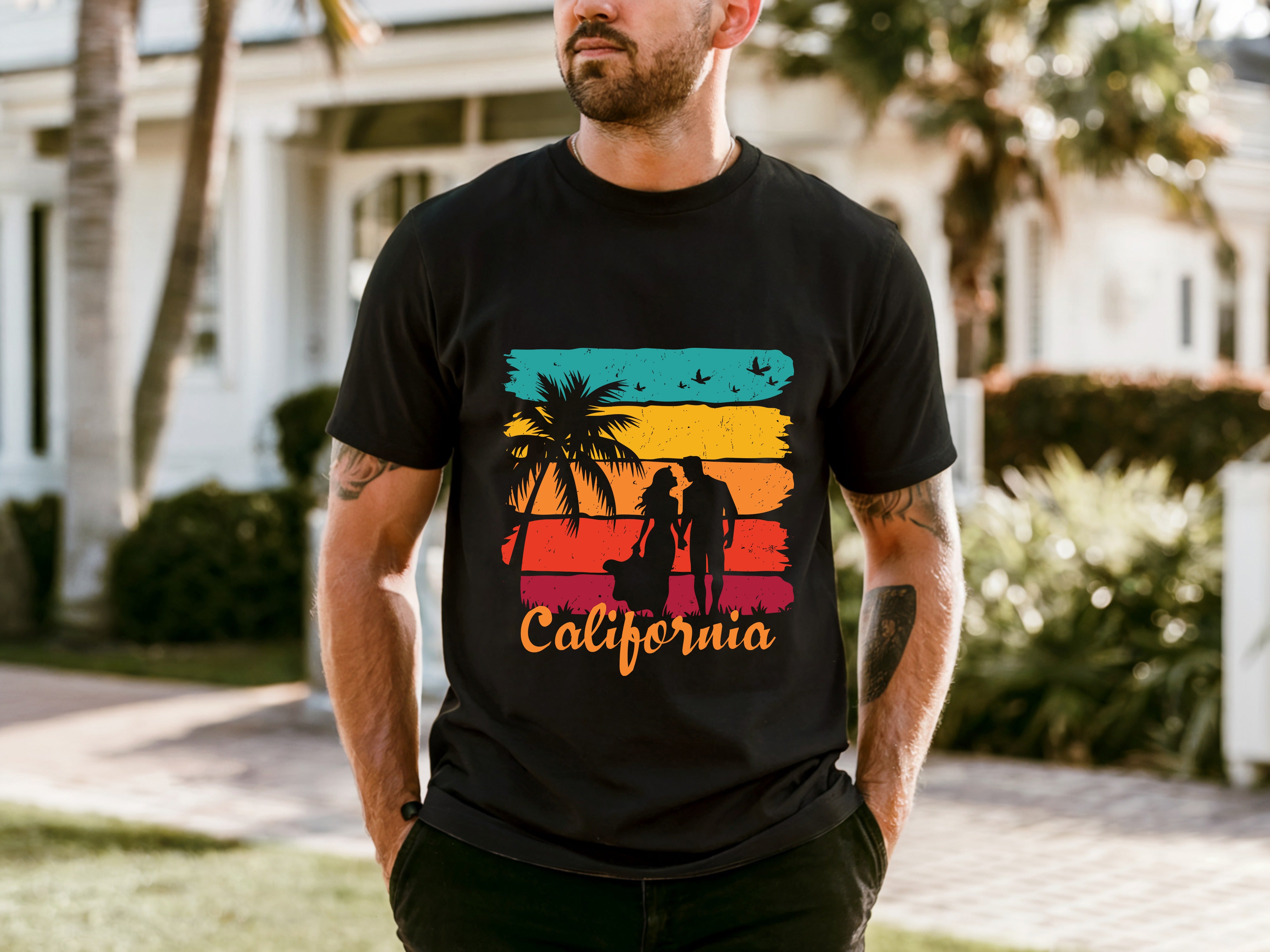 Couple On Vacation Men's Casual Sports T-shirt