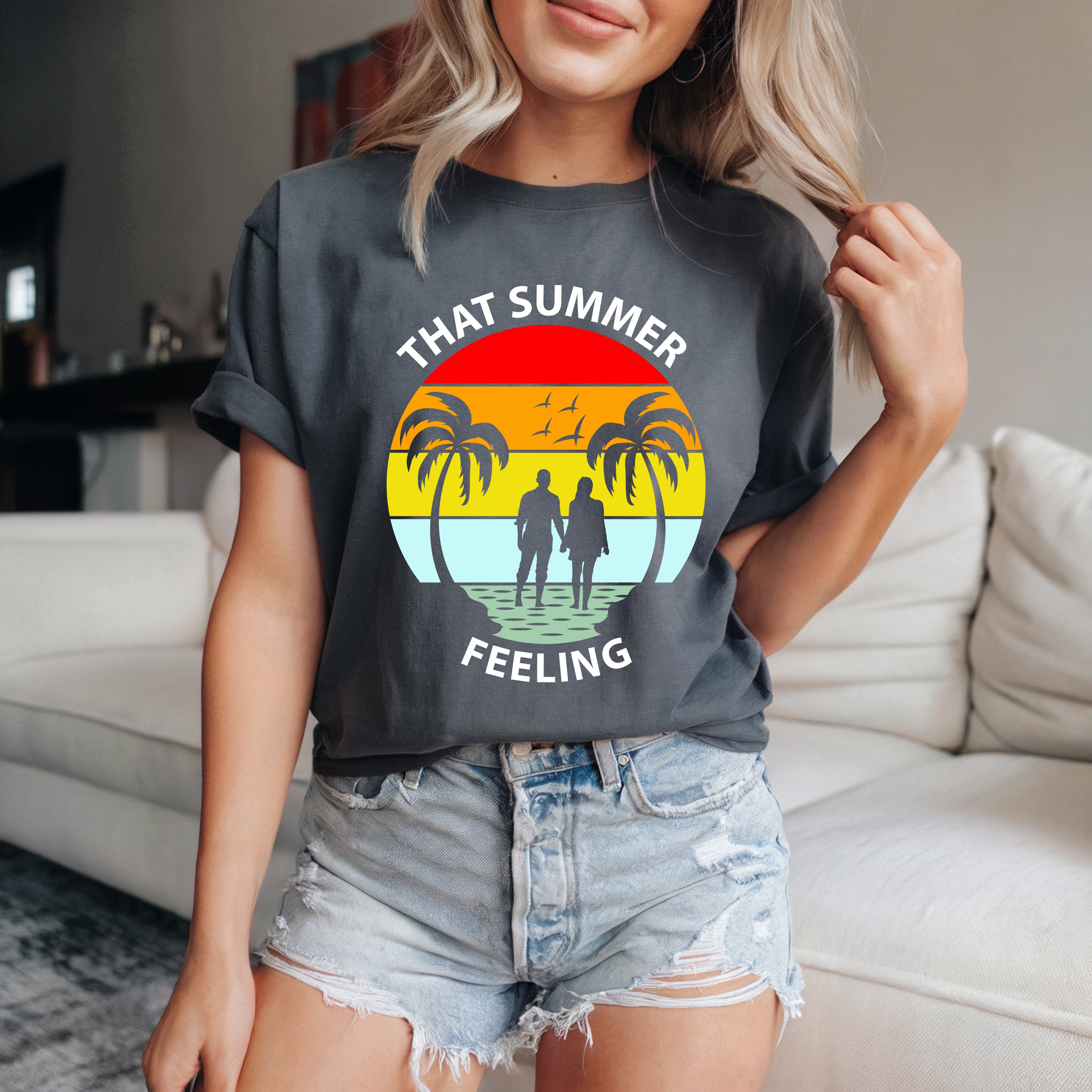 Couple On Vacation Women's Niche Versatile Ins Short Sleeve