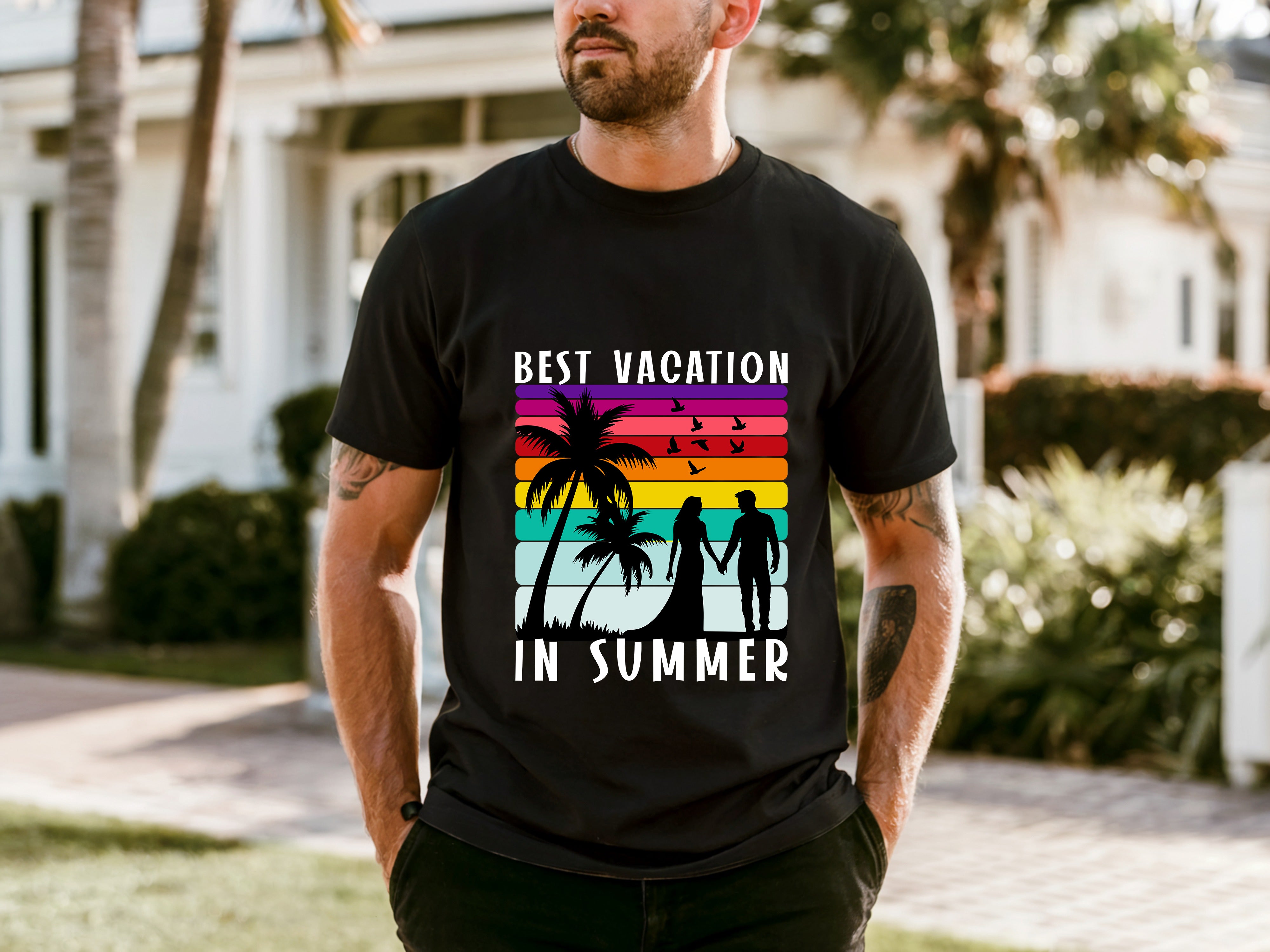 Couple On Vacation New Summer Men's Tops