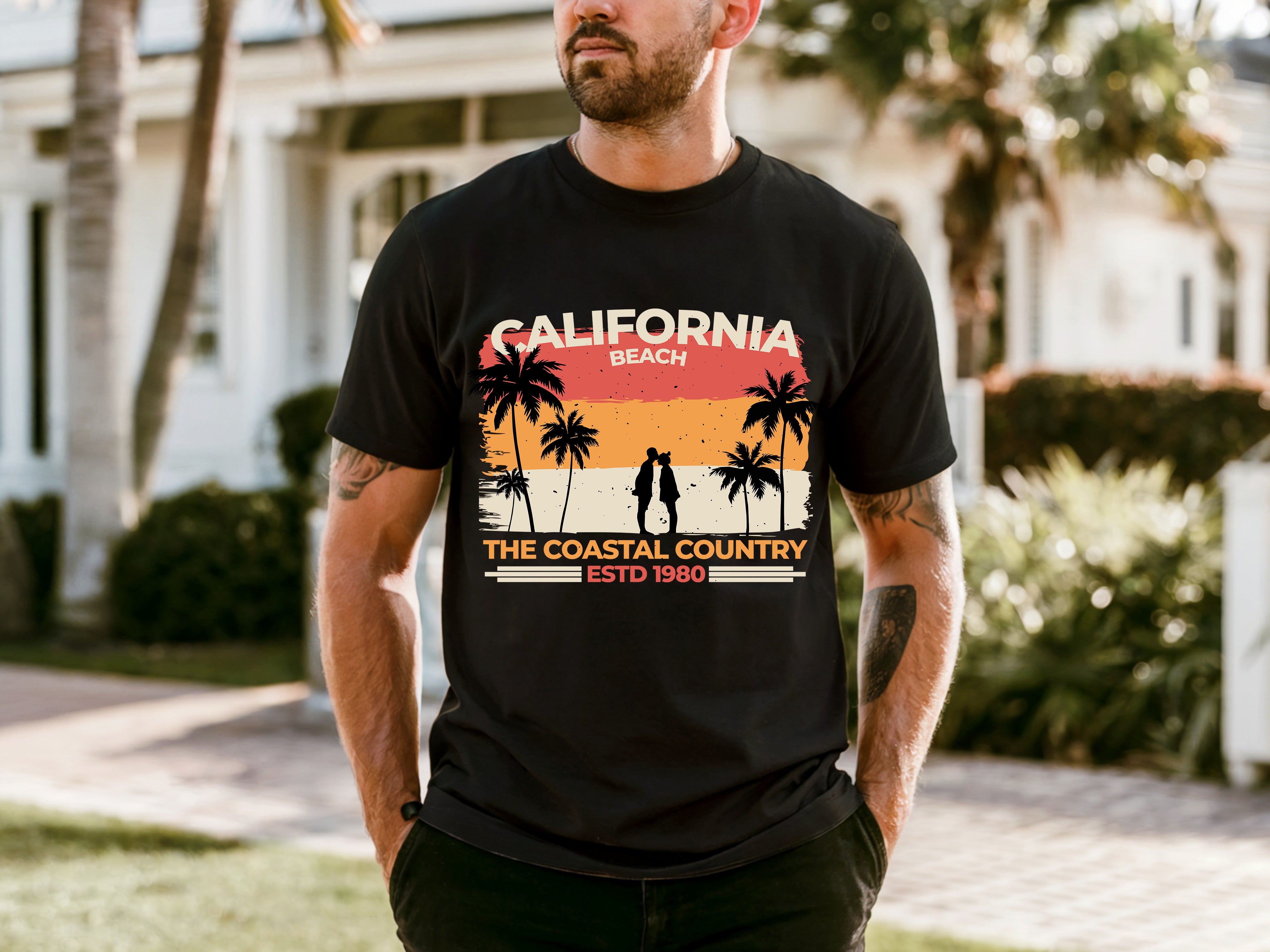 Couple On Vacation Men's Cotton Sports Short Sleeves