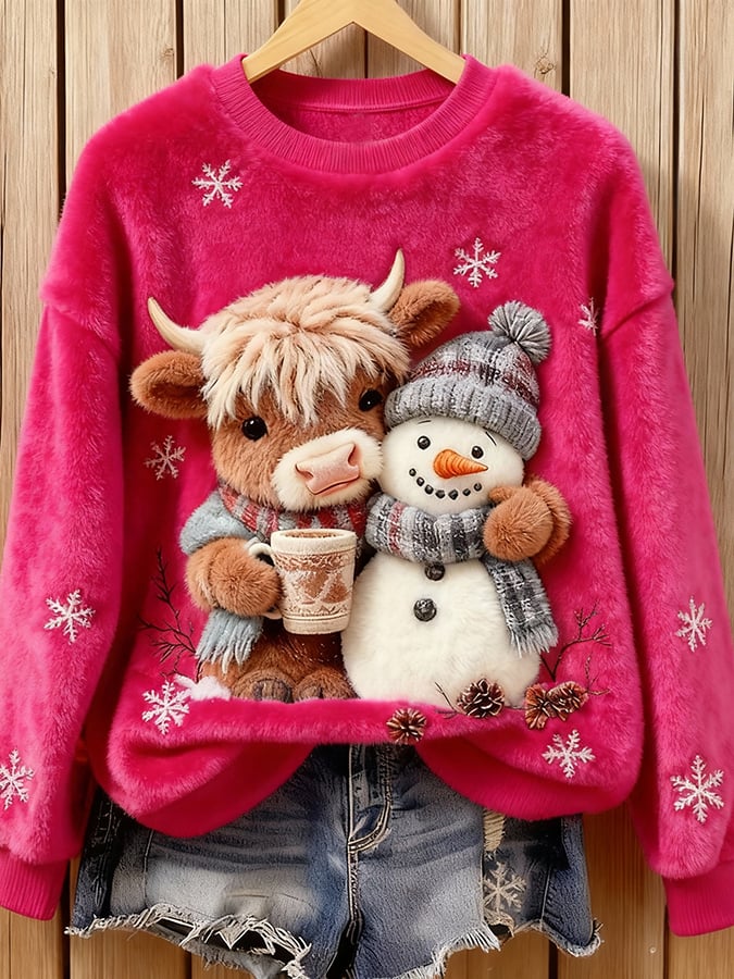 Women's Animal Highland Cow Print Sweatshirt