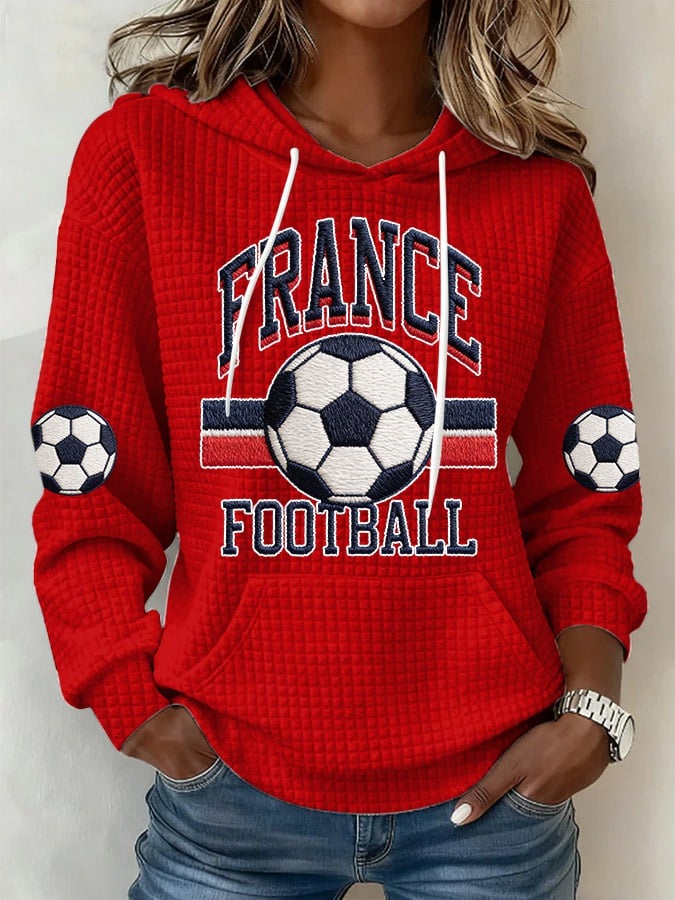 Women's French Football Print Hoodie