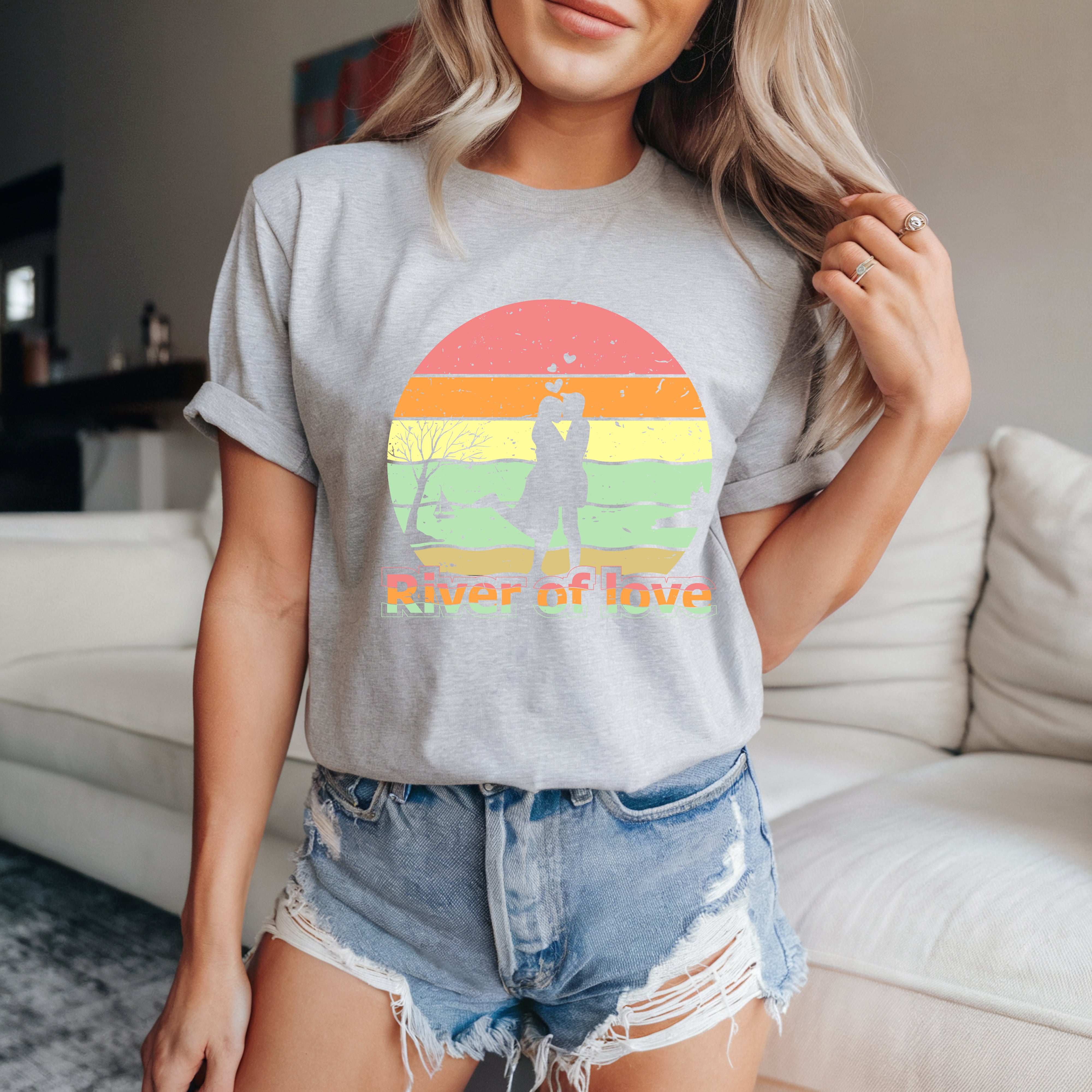 Couple On Vacation Ladies Soft And Comfortable Short Sleeves