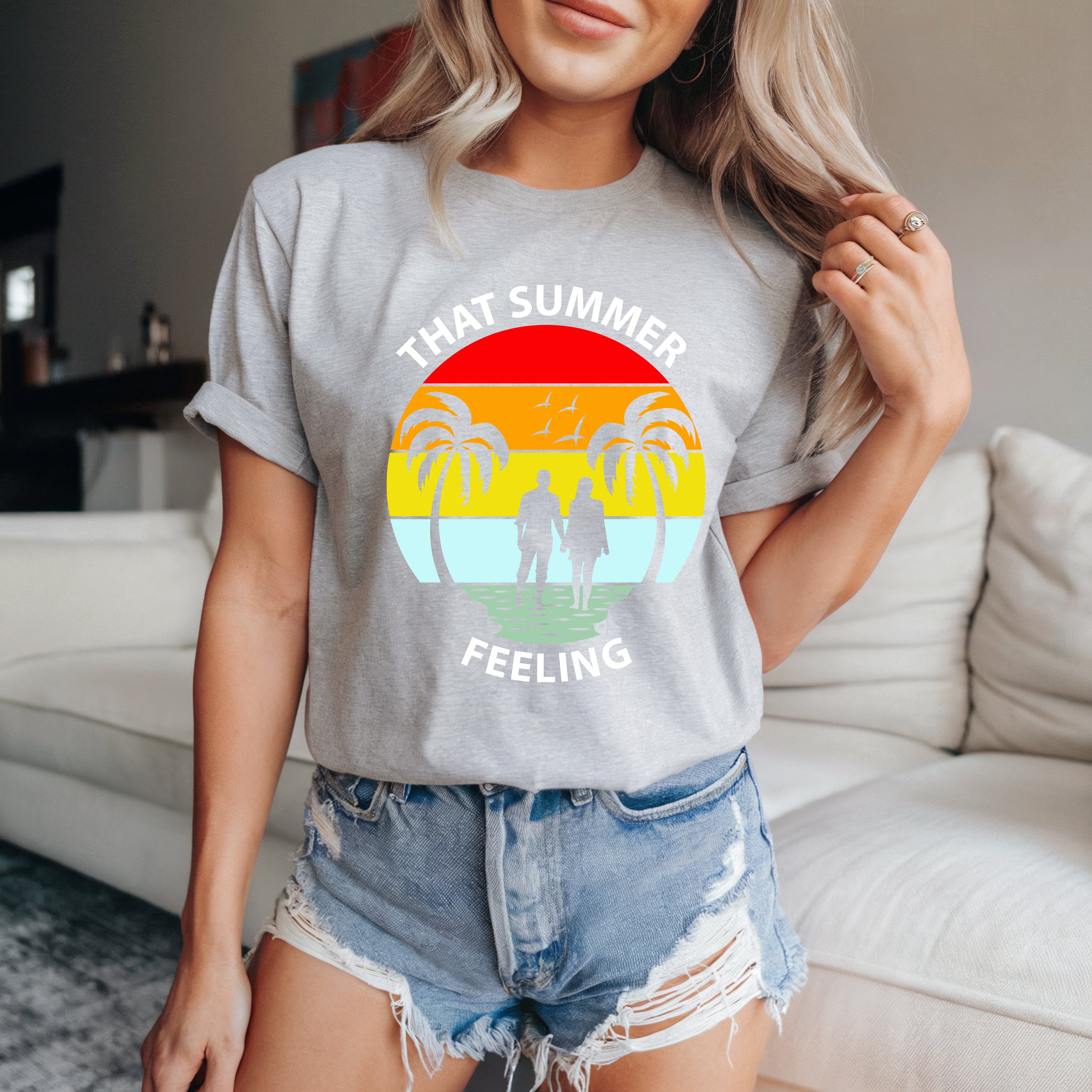 Couple On Vacation Women's Niche Versatile Ins Short Sleeve