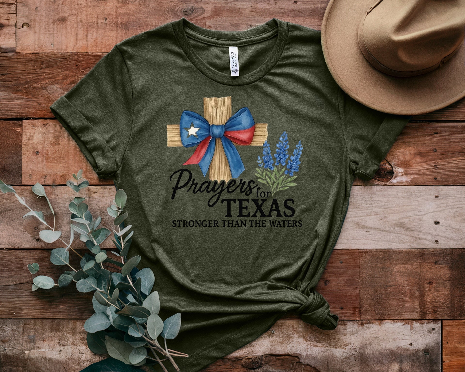 Texas Strong Pray Heat Printed T-Shirt