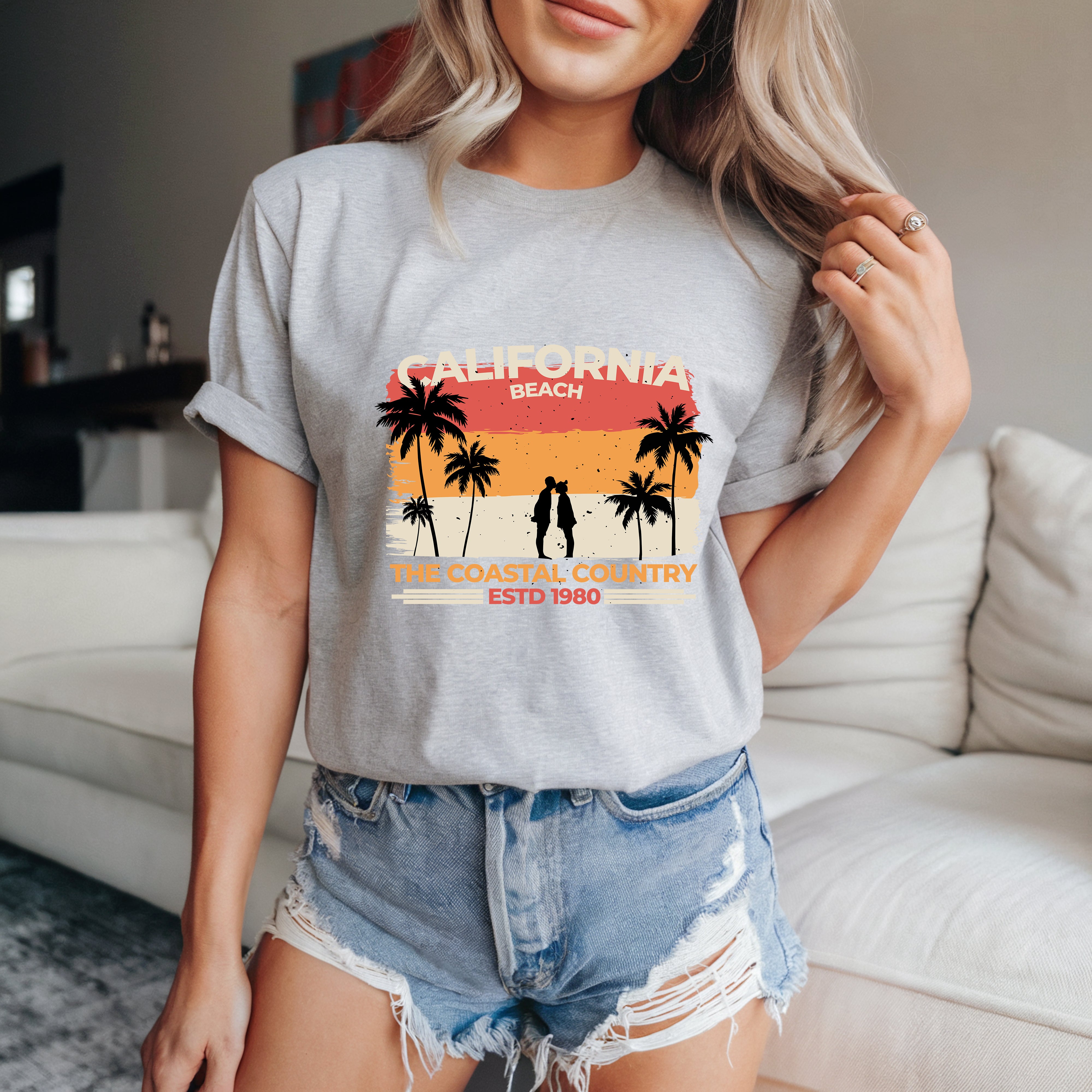 Couple On Vacation Ladies Summer Slim Short Sleeves