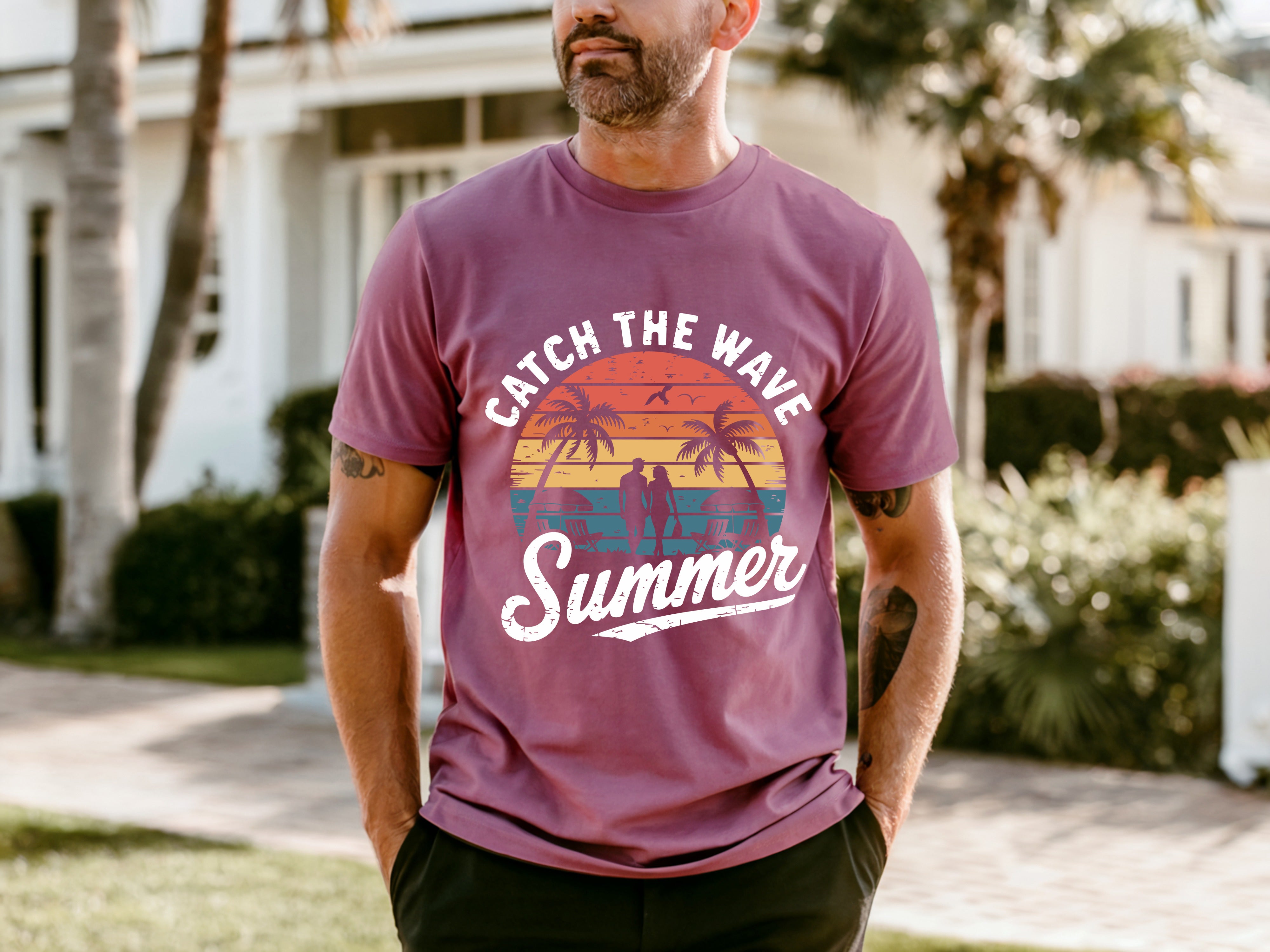 Couple On Vacation Men's casual sports short sleeves