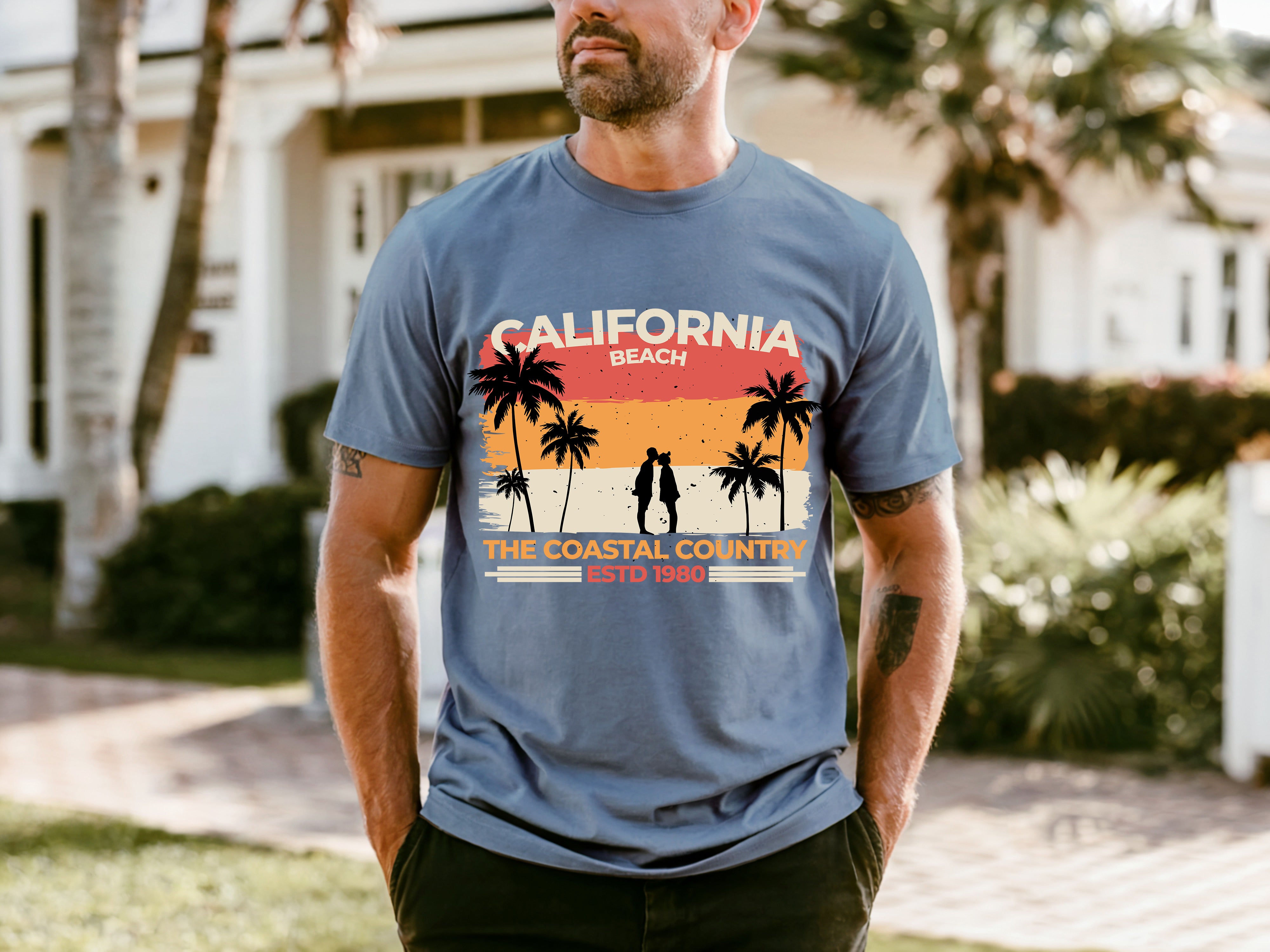 Couple On Vacation Men's Cotton Sports Short Sleeves