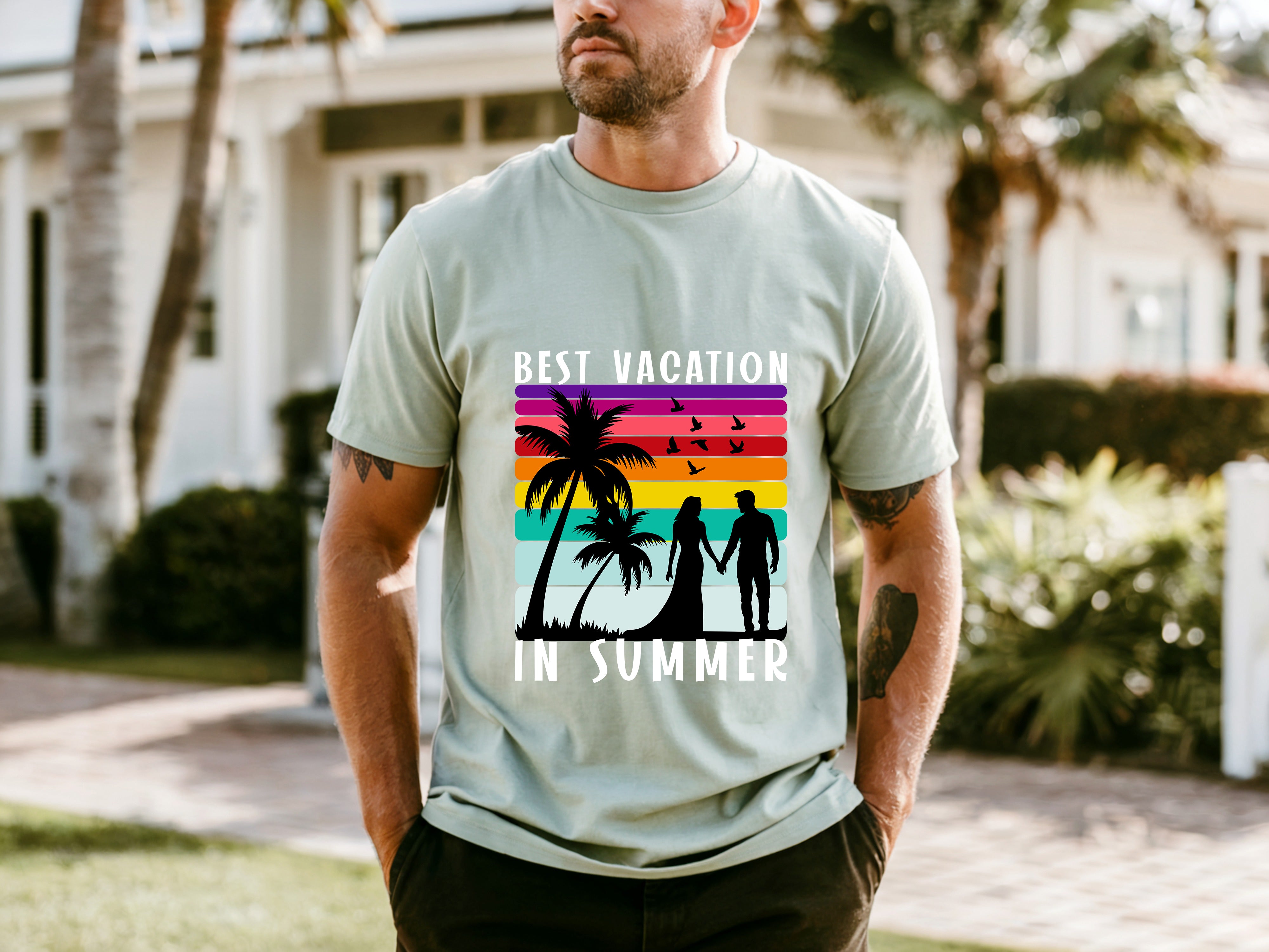 Couple On Vacation New Summer Men's Tops