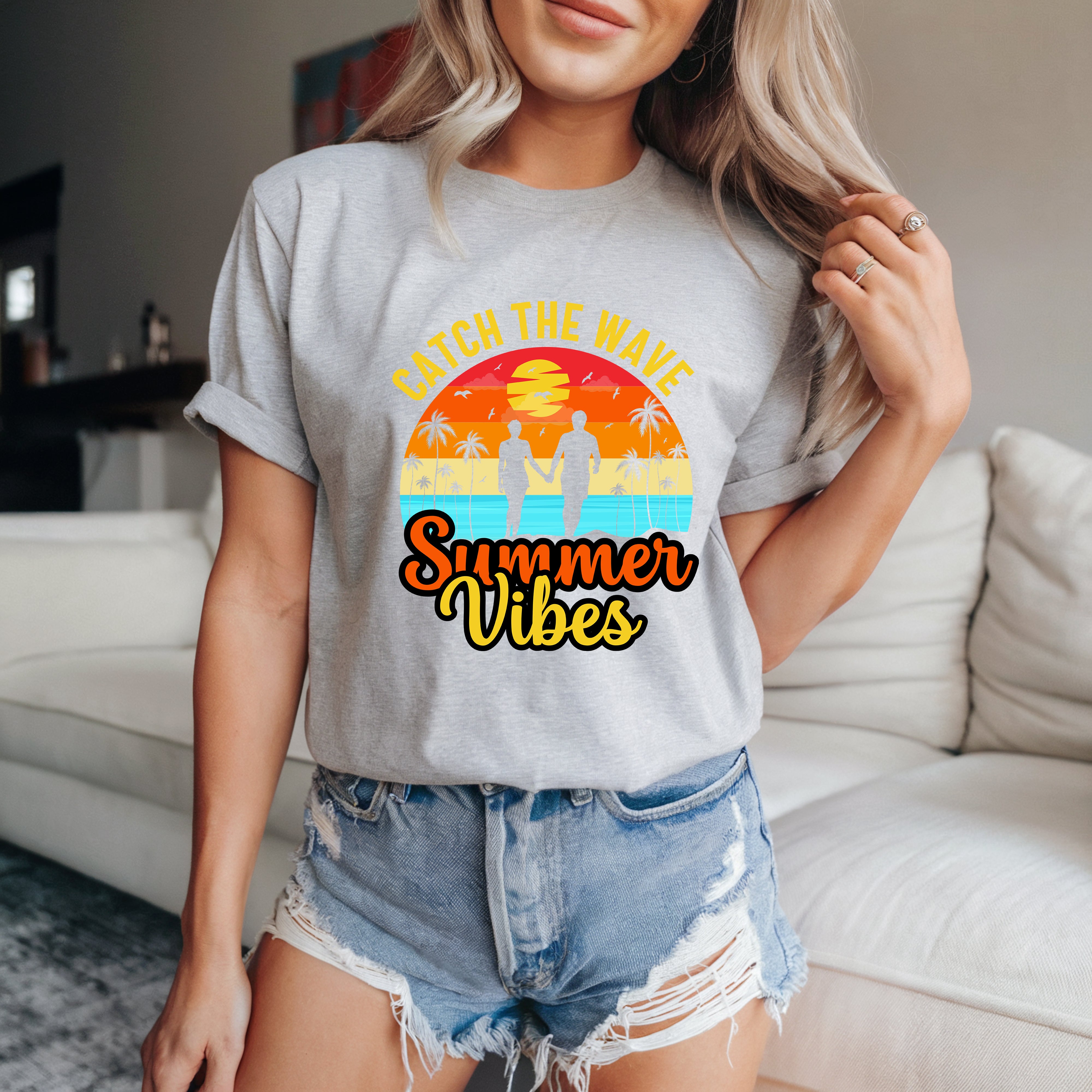 Couple On Vacation Ladies Summer Thin Cotton Short Sleeves