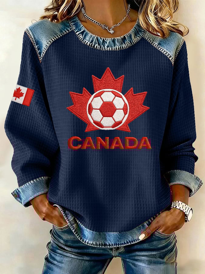 Women's Canadian Football Fan Color-Blocked Sports Shirt