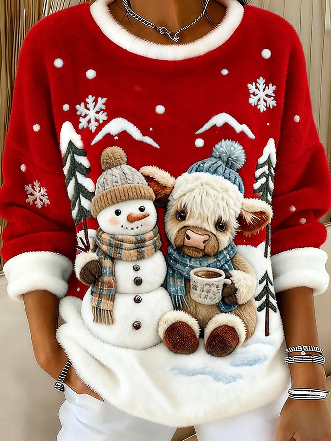 Women's Animal Highland Cow Print Sweatshirt