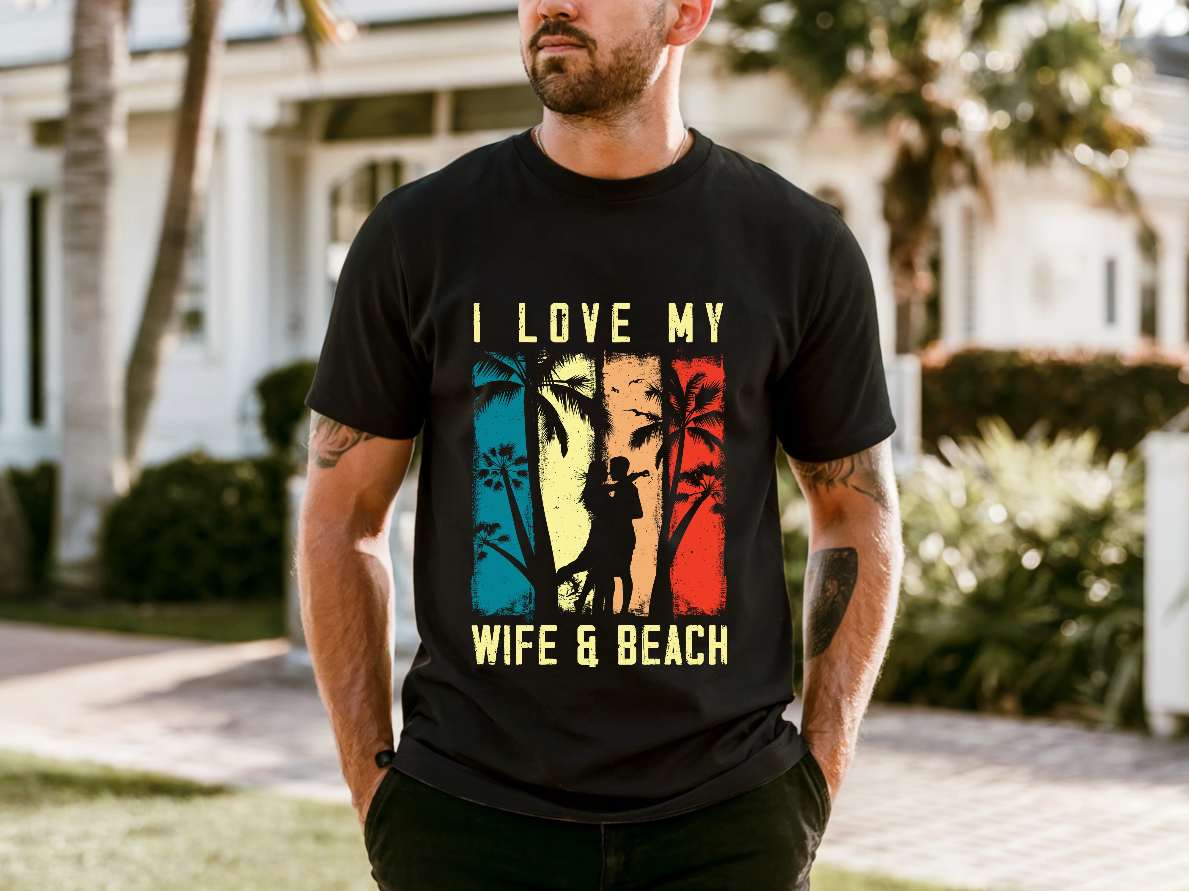 Couple On Vacation Unisex Creative Print T-shirt
