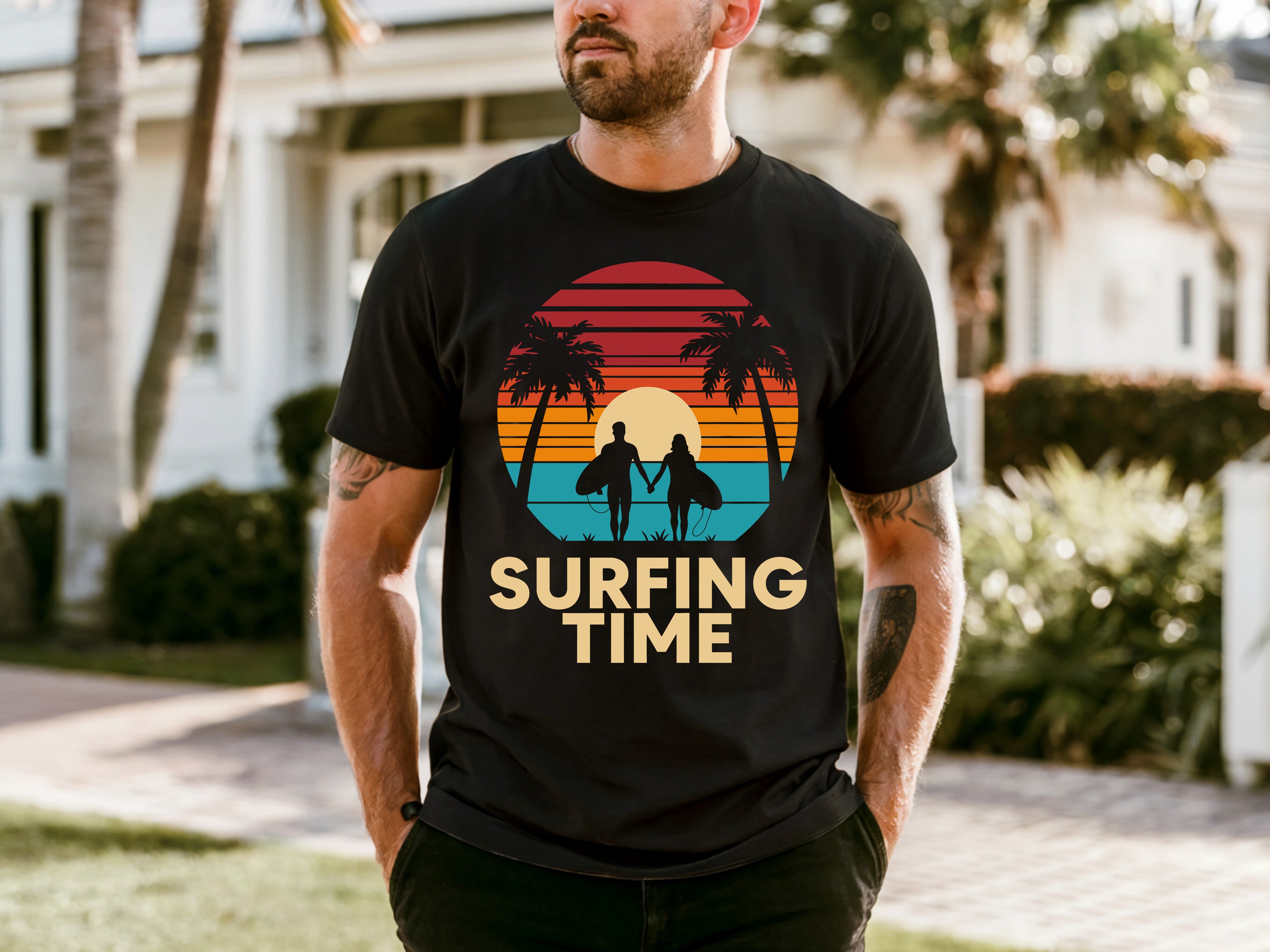 Couple On Vacation Men's Fashionable Loose Short Sleeve