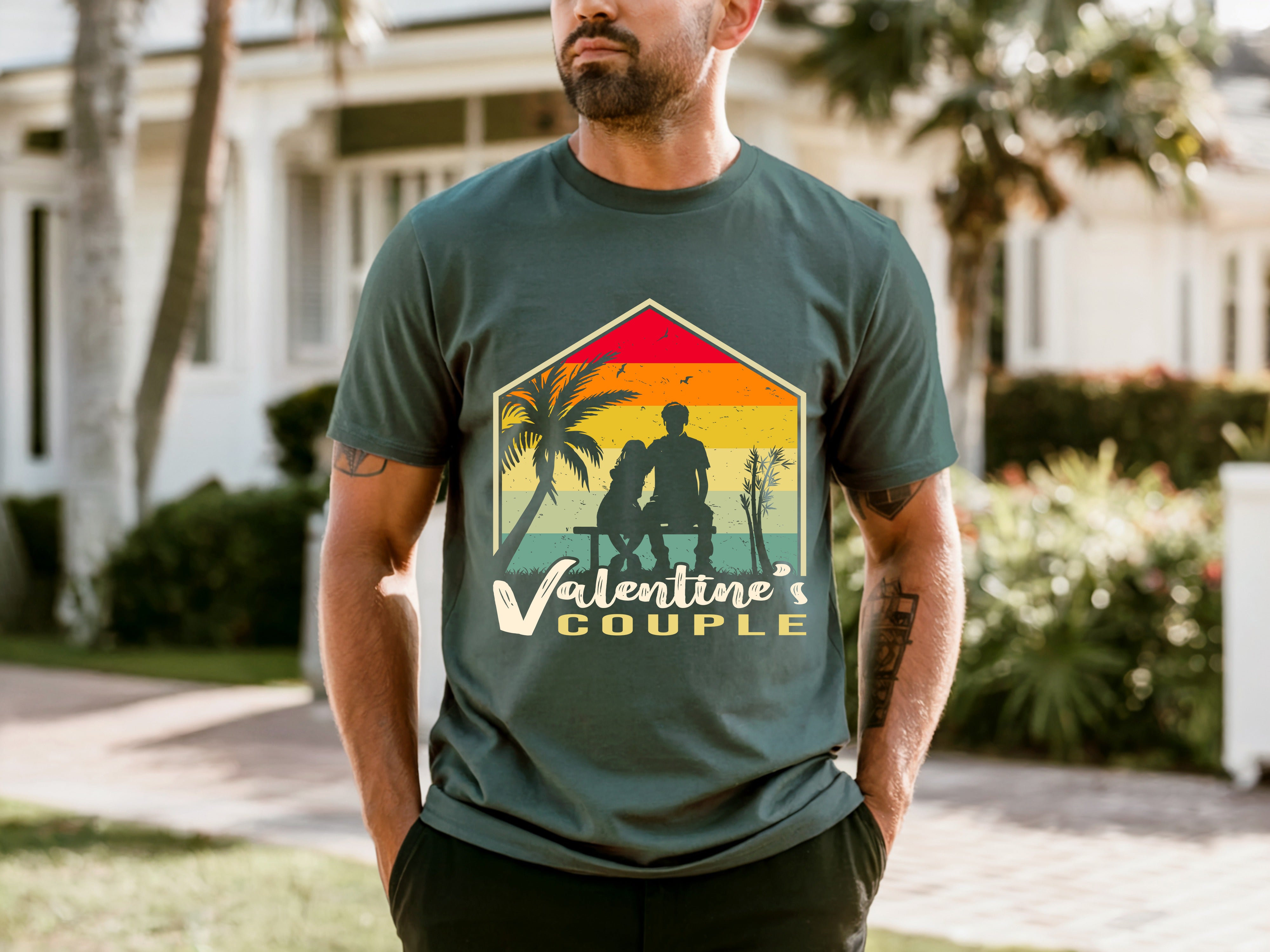 Couple On Vacation Men's Loose Casual Short Sleeves