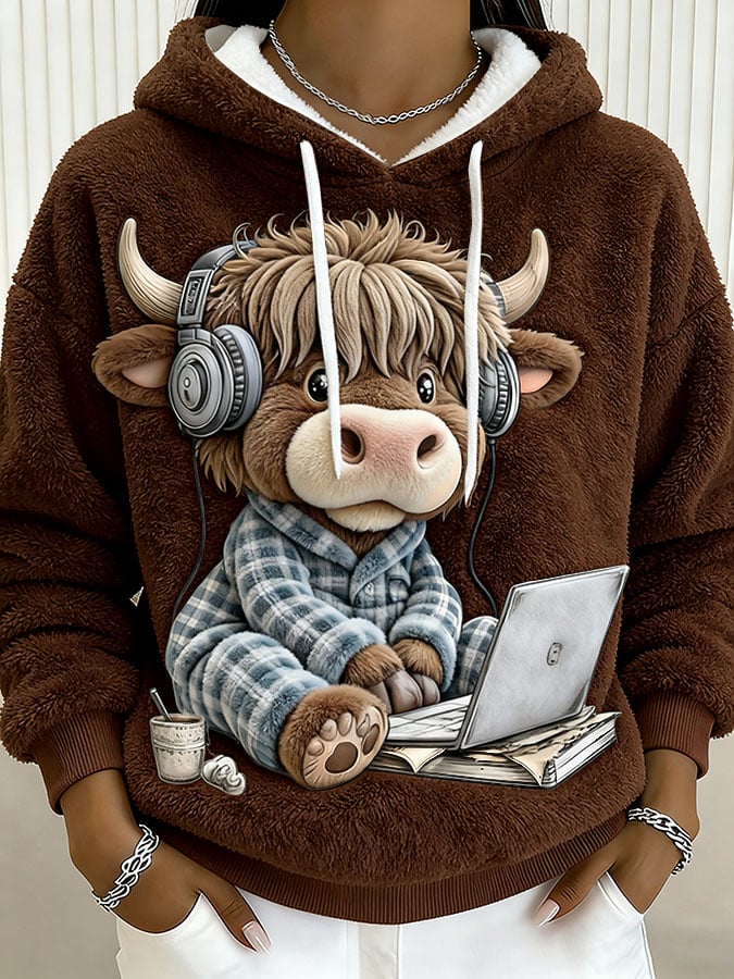 Women's Animal Highland Cow Print Sweatshirt