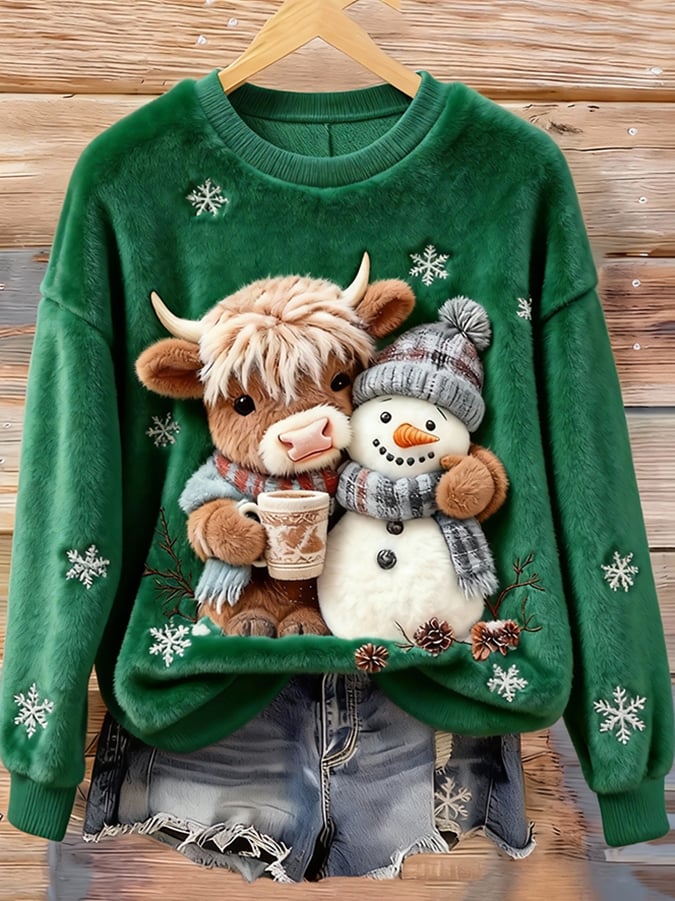 Women's Animal Highland Cow Print Sweatshirt