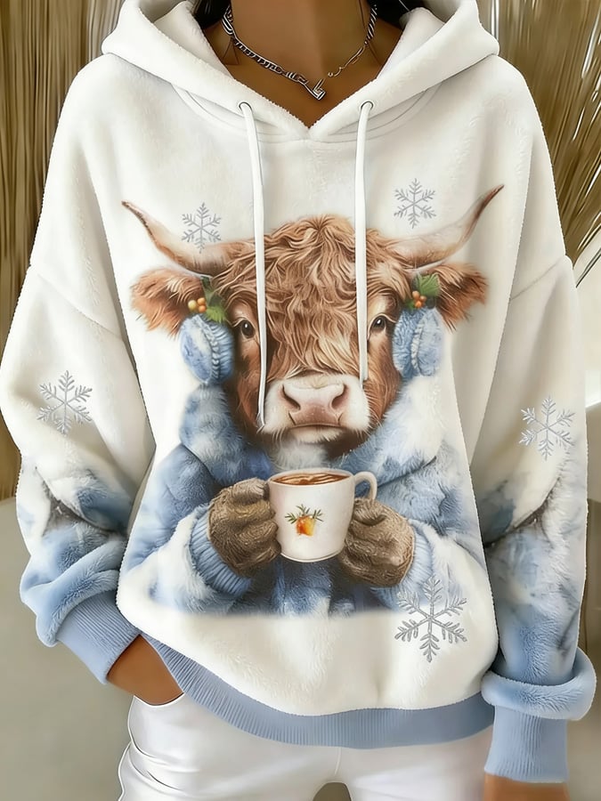 Women's Highland Denim Print Flannel Hooded Sweatshirt