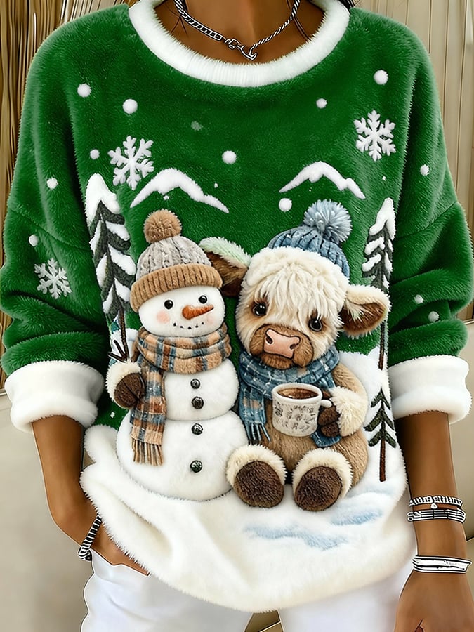 Women's Animal Highland Cow Print Sweatshirt