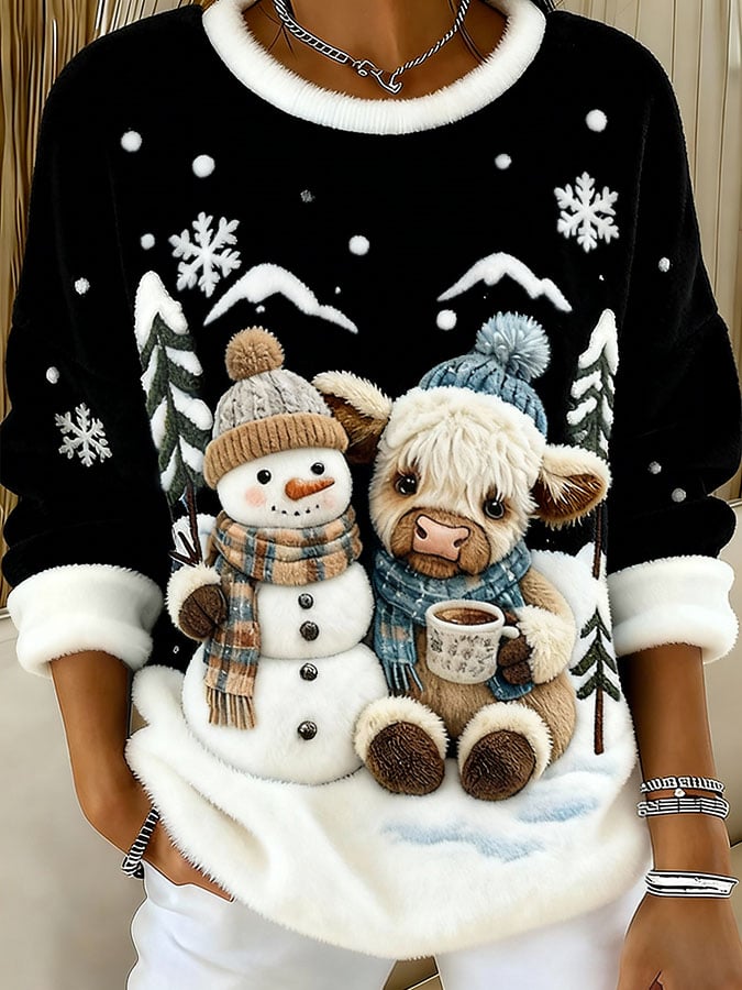 Women's Animal Highland Cow Print Sweatshirt