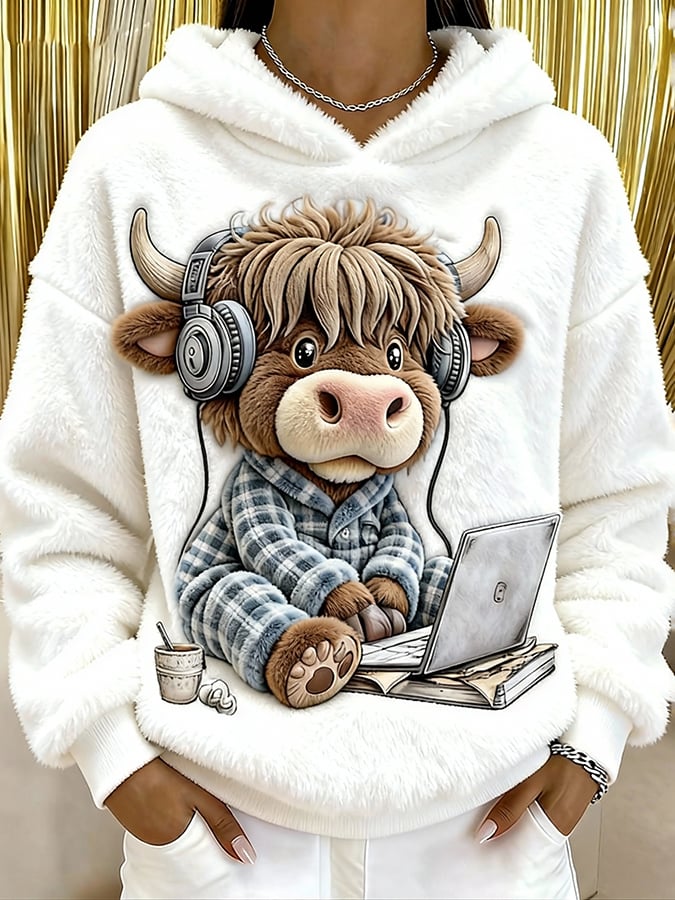 Women's Highland Denim Flannel Printed Hoodie