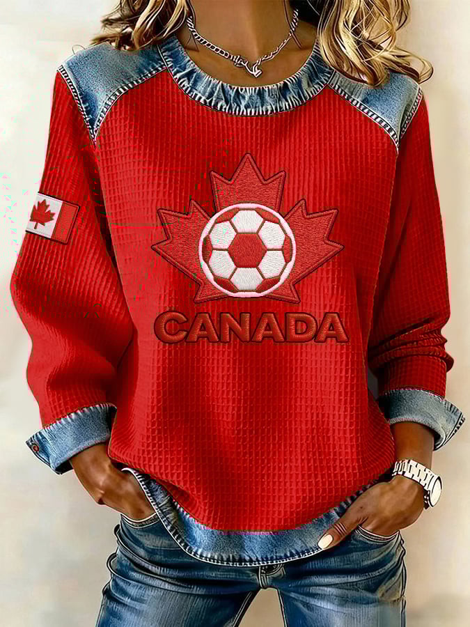 Women's Canadian Football Fan Color-Blocked Sports Shirt