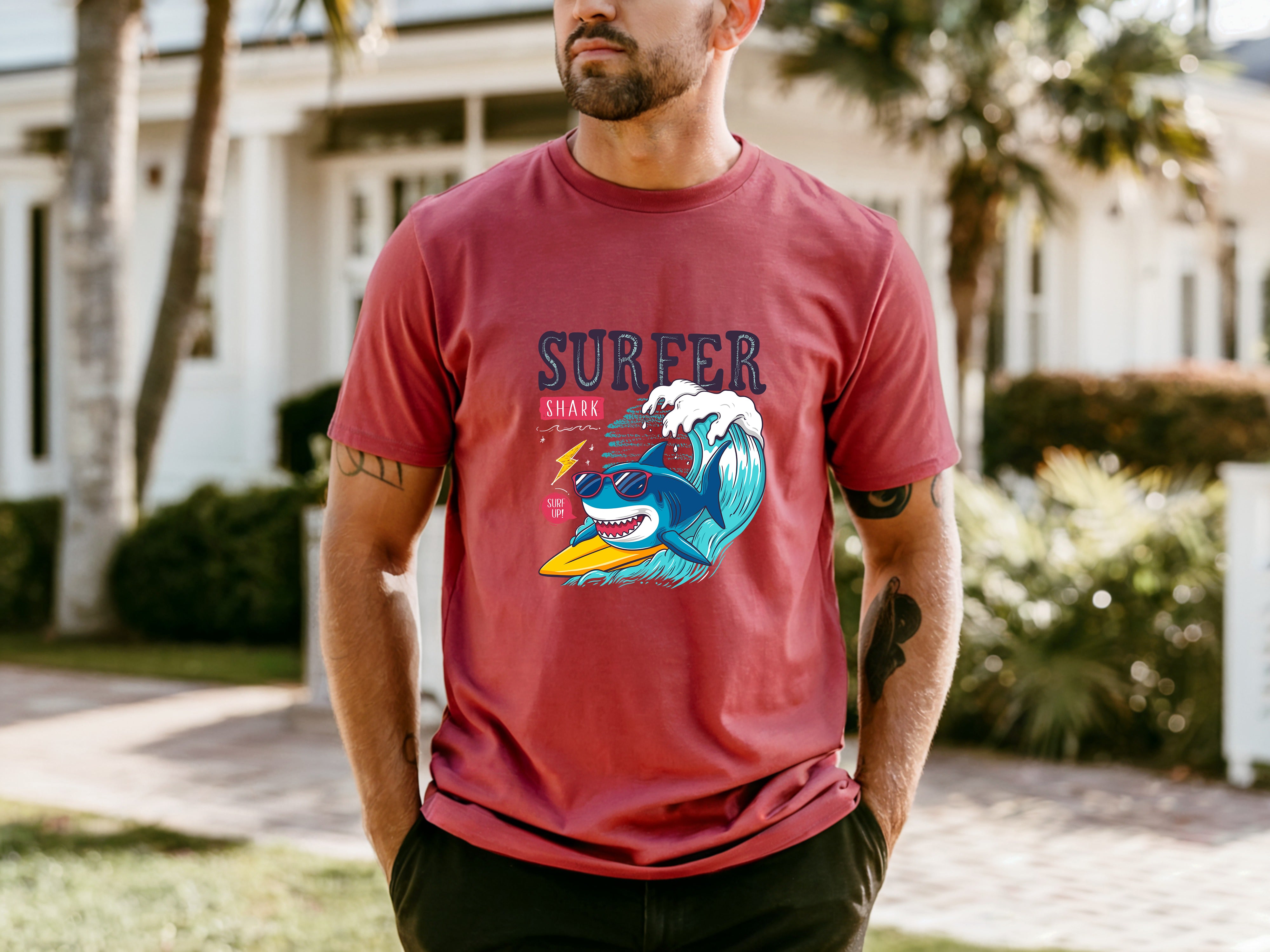 Jaws Men's Trendy Design Letter Print T-Shirt