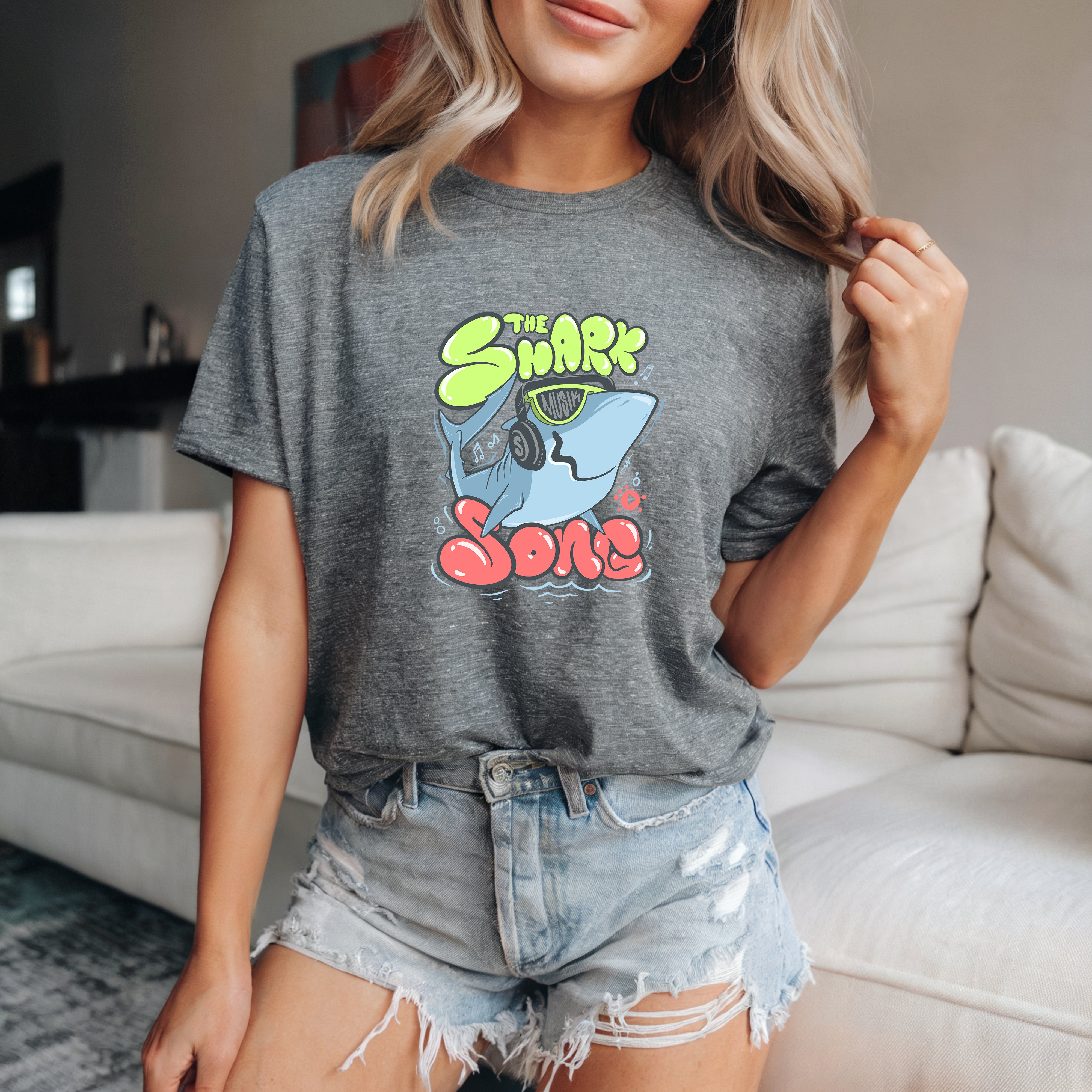 Jaws Ladies Printed Simple Letter Short Sleeves