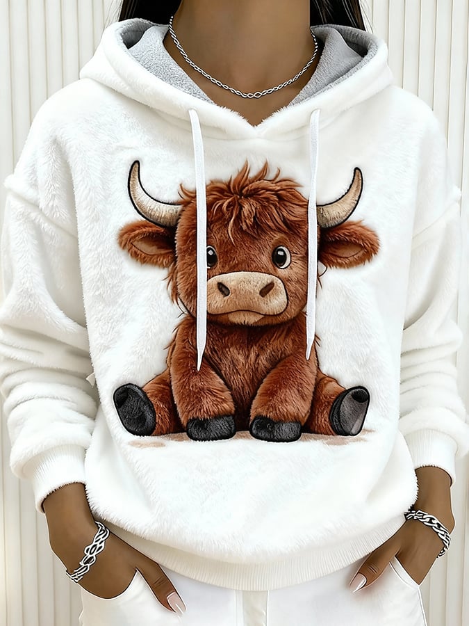Women's Animal Highland Cow Print Sweatshirt