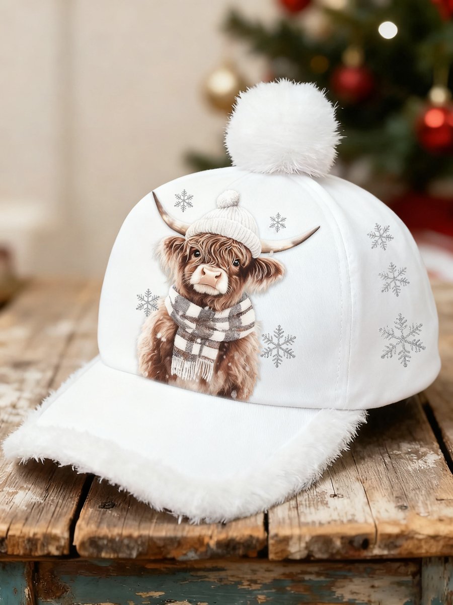 Retro-Style With Highland Cow Print Baseball cap