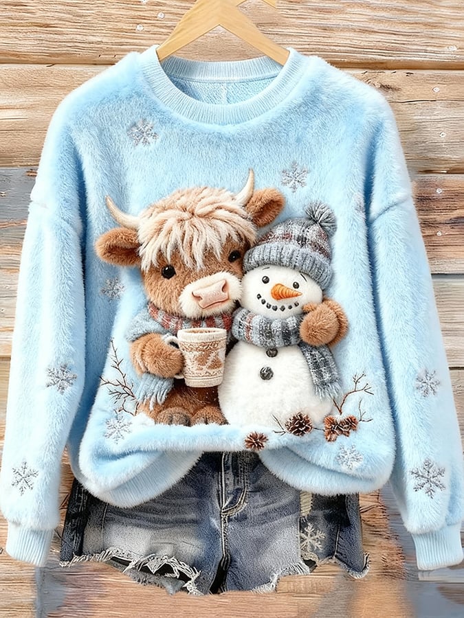 Women's Animal Highland Cow Print Sweatshirt