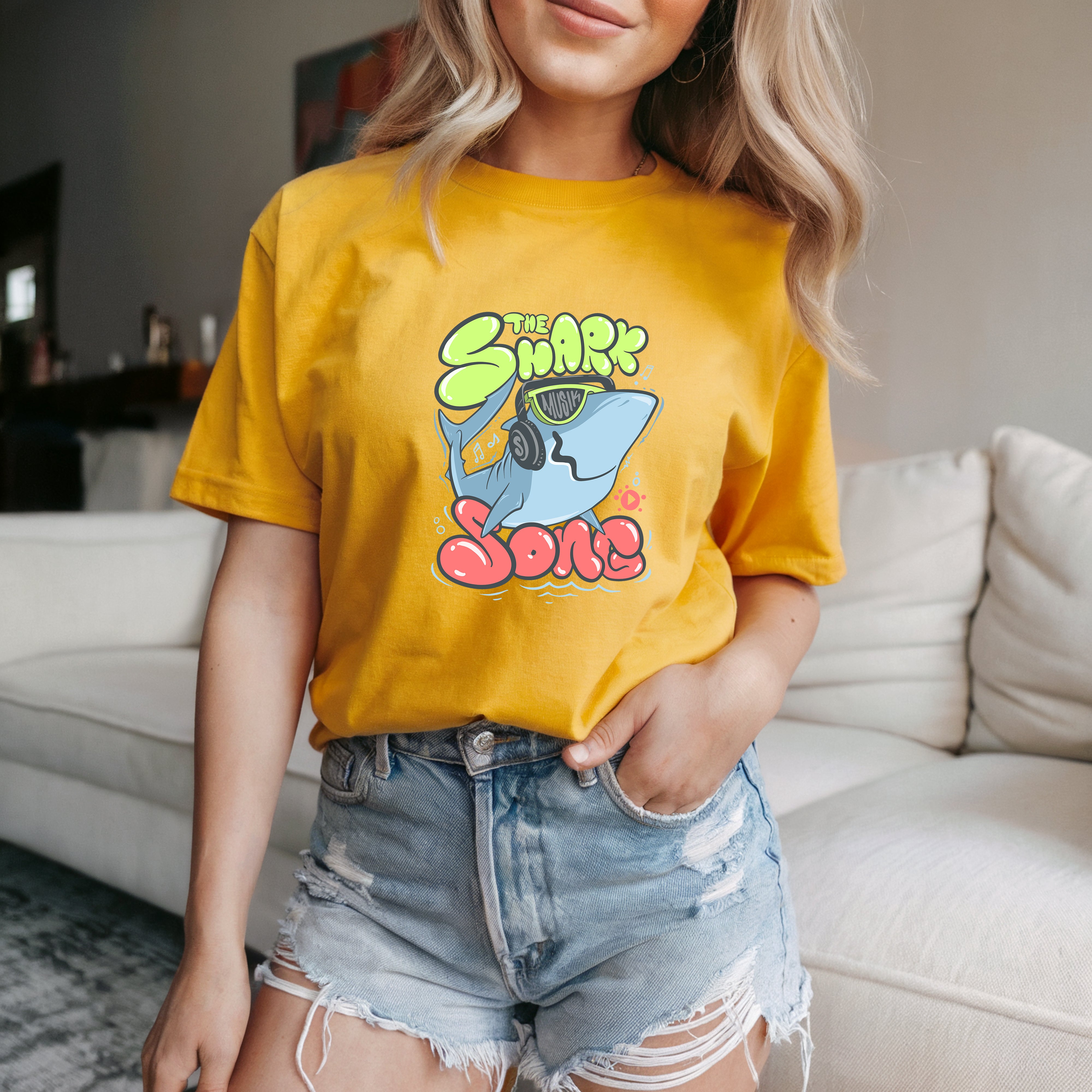 Jaws Ladies Printed Simple Letter Short Sleeves