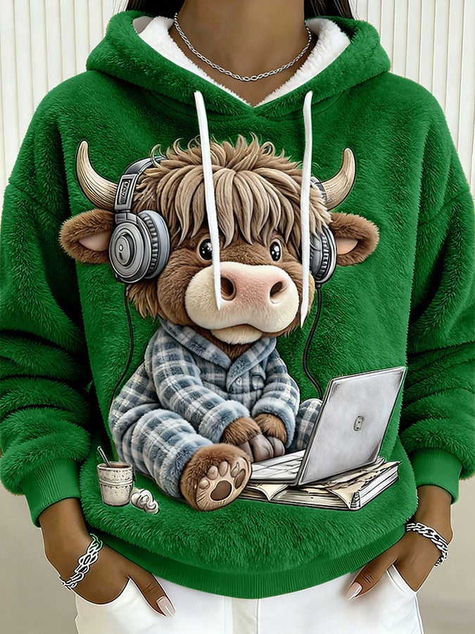 Women's Animal Highland Cow Print Sweatshirt