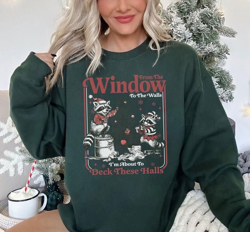 From the Windows to the Walls Shirt, Funny Raccoon Christmas Shirt