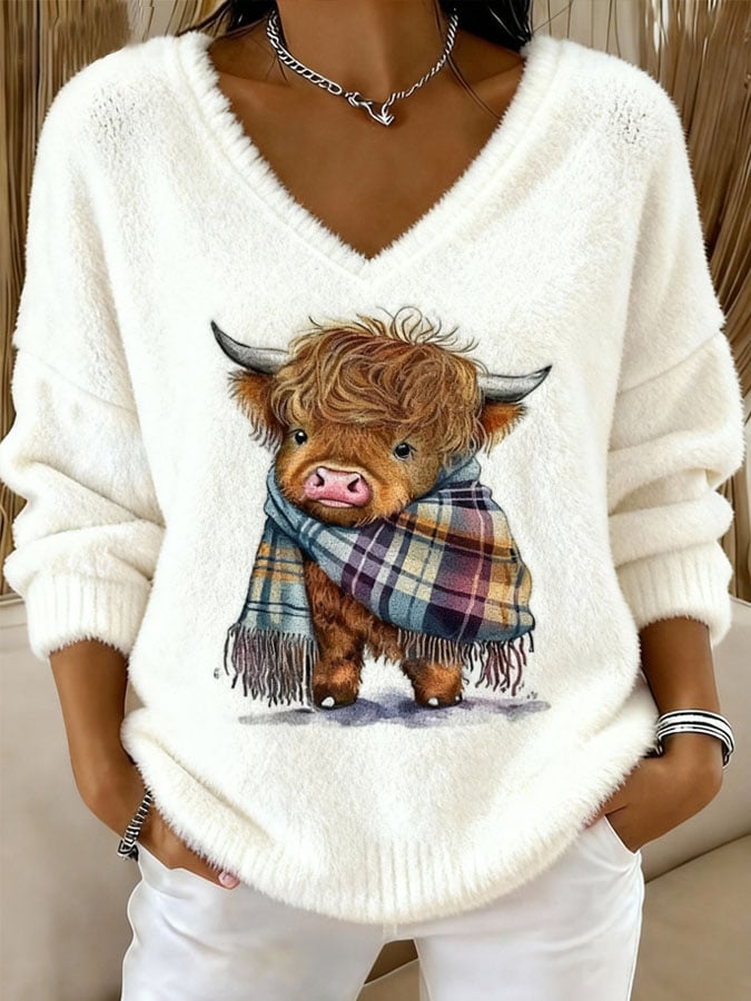 Women's Cute Cow Flannel Top