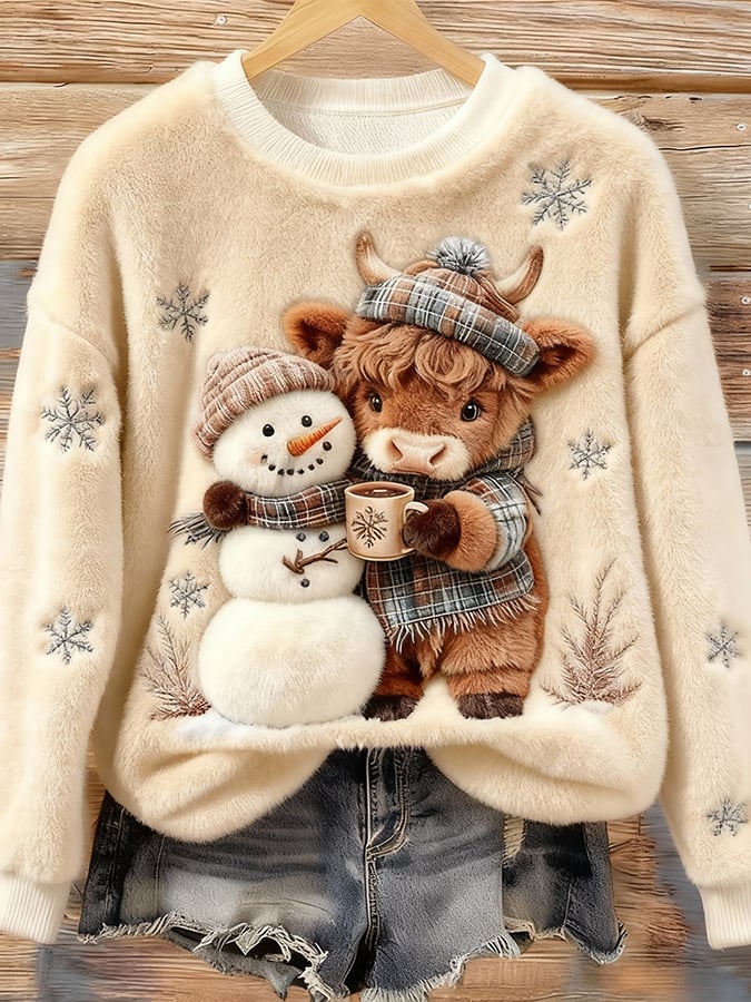 Women's Animal Highland Cow Print Sweatshirt