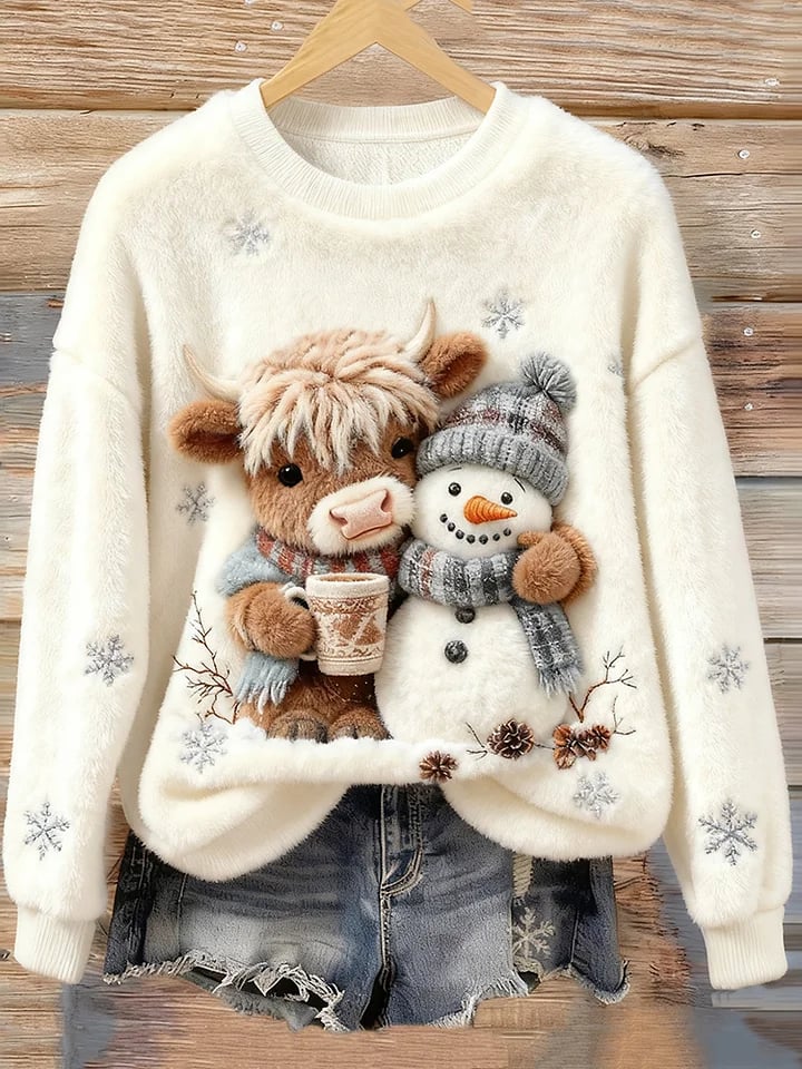 Women's Animal Highland Cow Print Sweatshirt