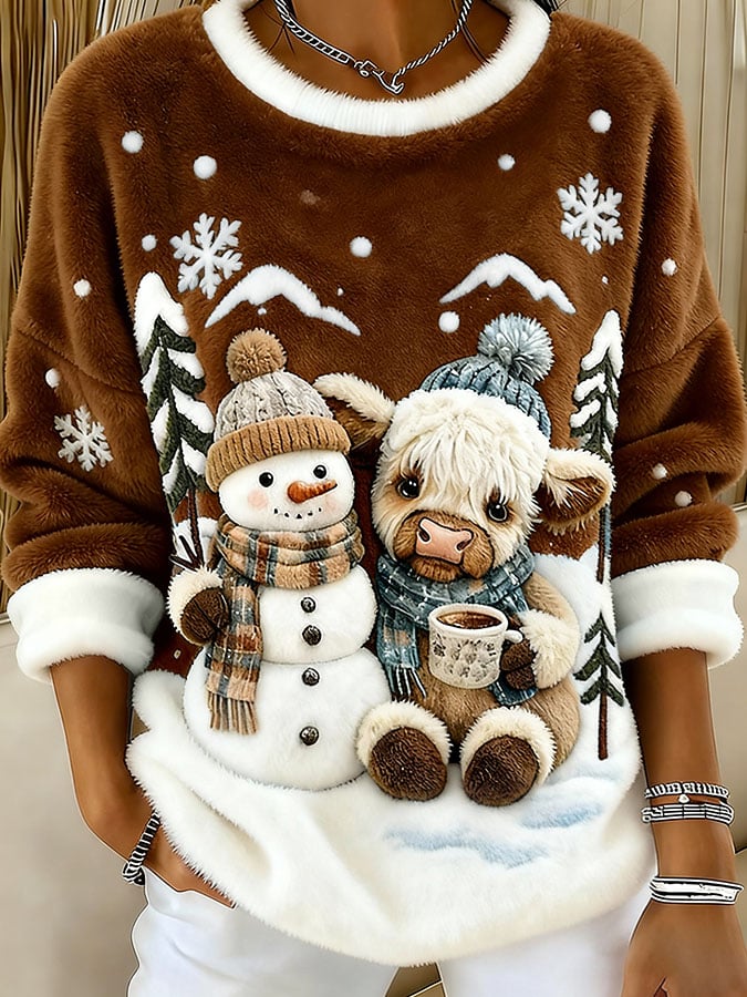 Women's Animal Highland Cow Print Sweatshirt