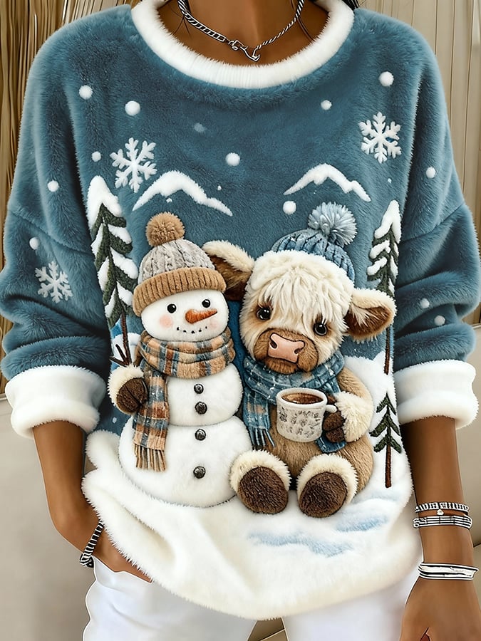 Women's Animal Highland Cow Print Sweatshirt