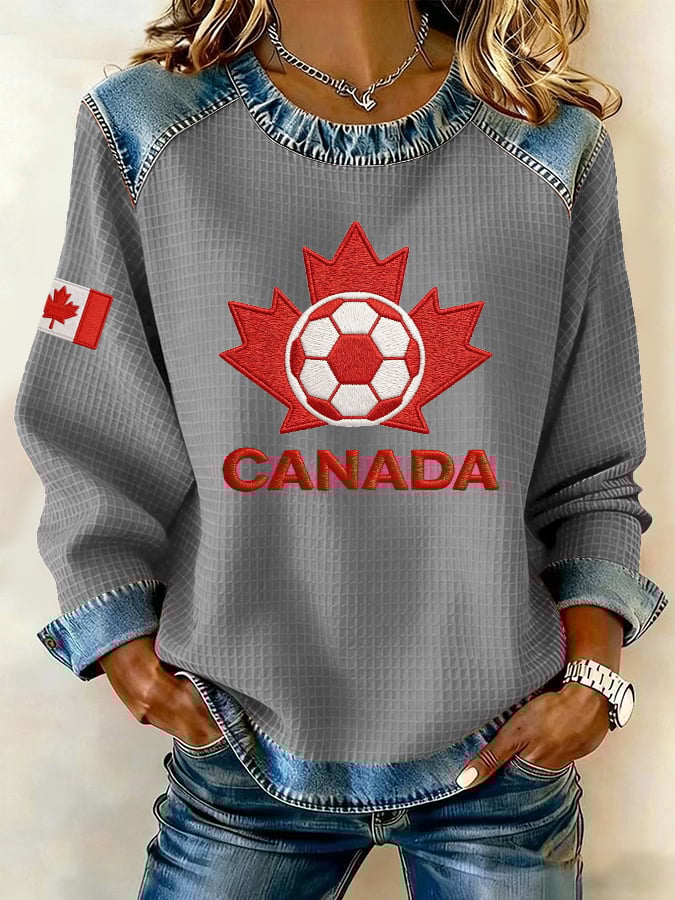 Women's Canadian Football Fan Color-Blocked Sports Shirt