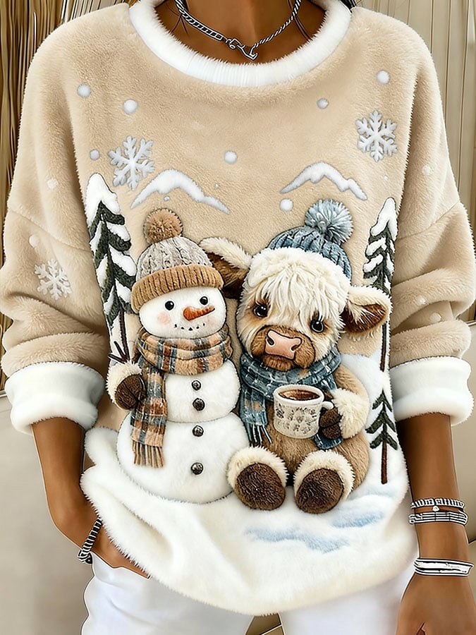 Women's Animal Highland Cow Print Sweatshirt