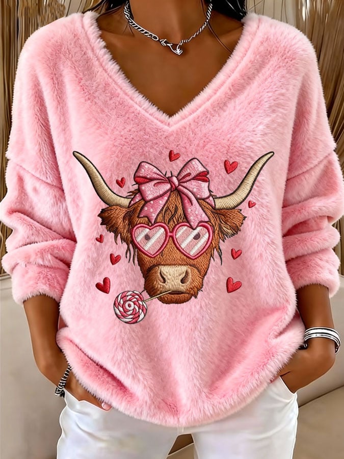 Women's Highland Sweetheart Cow Flannel Top