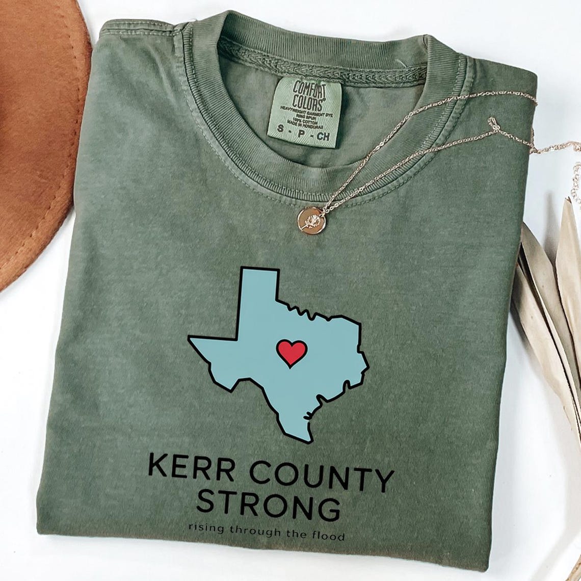 Texas Strong Resilience United Unwavering Faith Flood Relief Rebuild Thermal Print T-Shirt