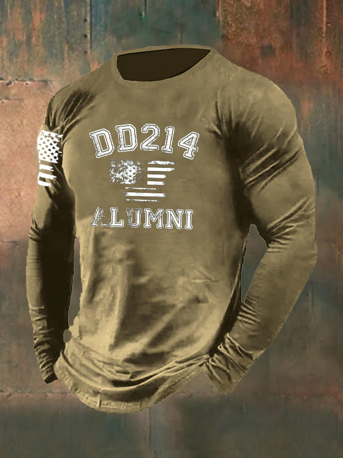 Men's DD214 Alumni Pattern Long Sleeve T-Shirt